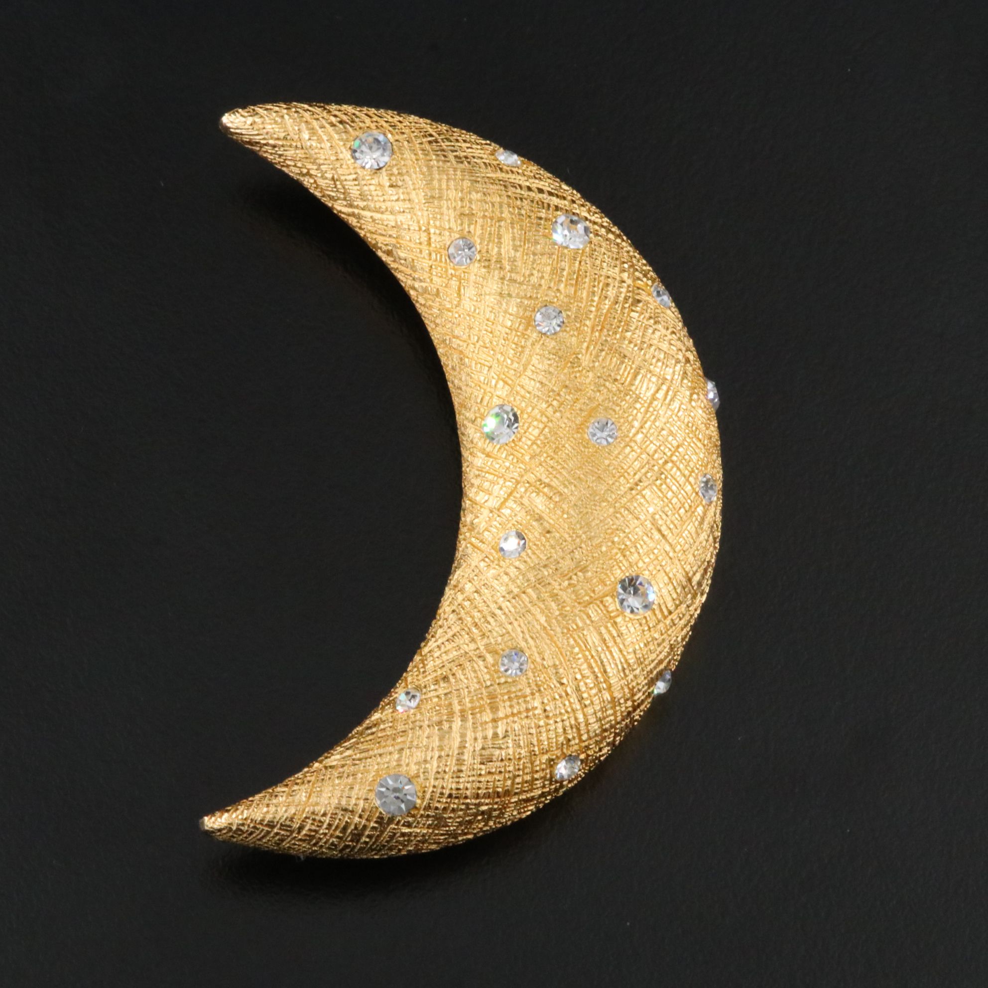Christian Dior Crystal Crescent Moon Brooch