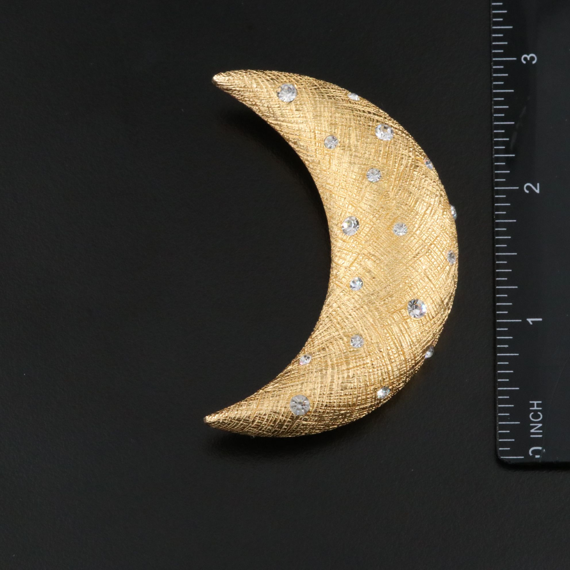 Christian Dior Crystal Crescent Moon Brooch