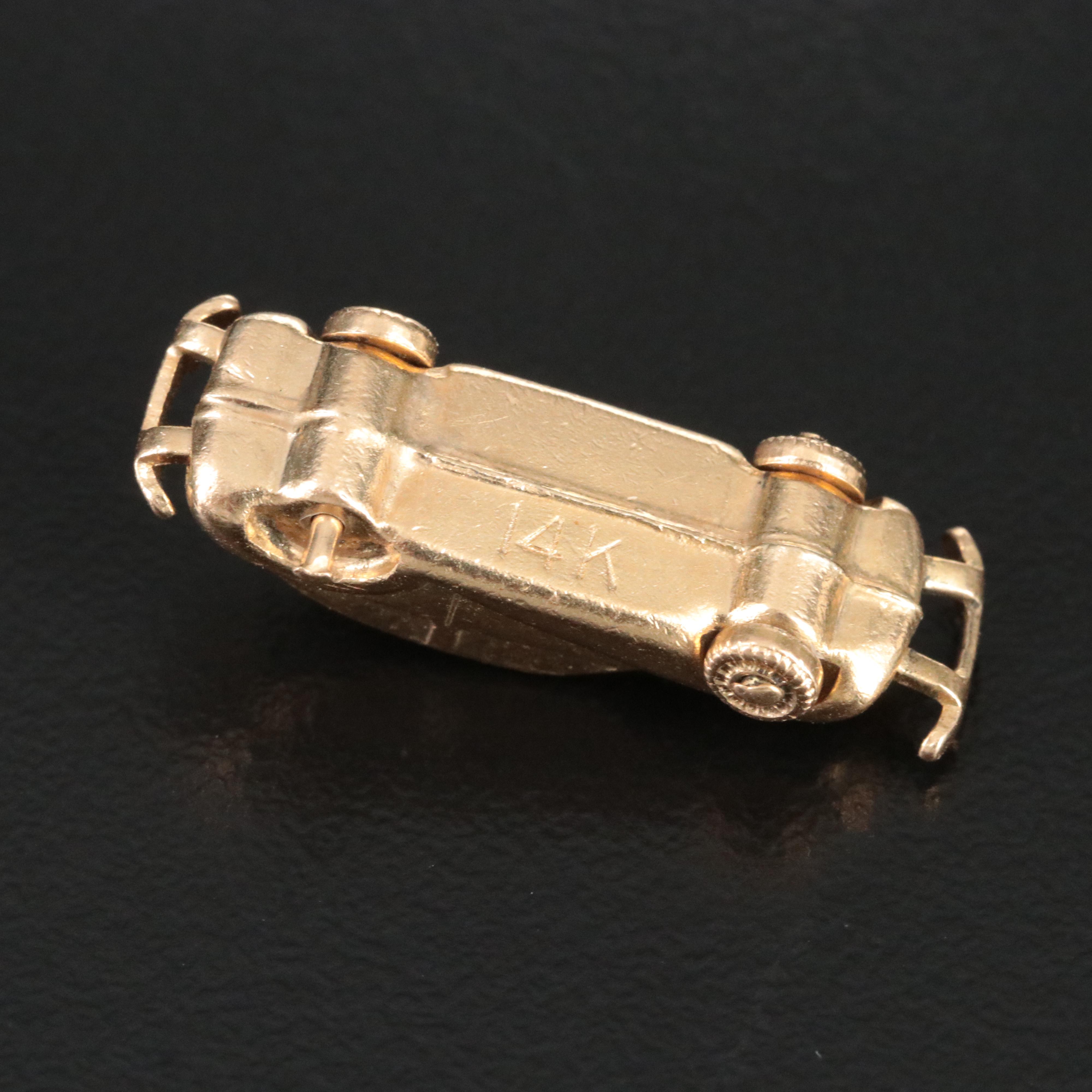 14K Articulated Car Charm Pendant
