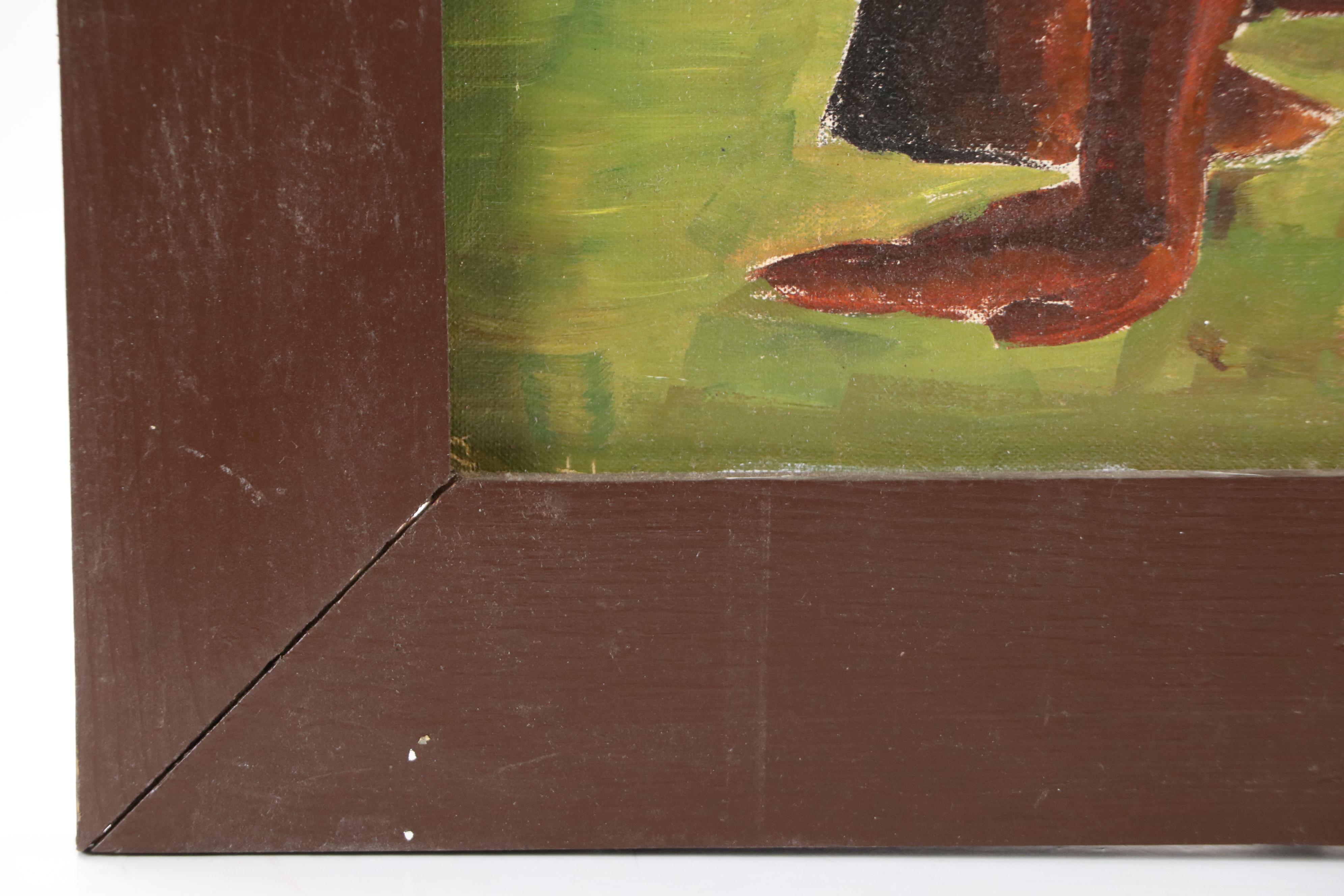 Mexican School Oil Painting of Three Women Near Coast