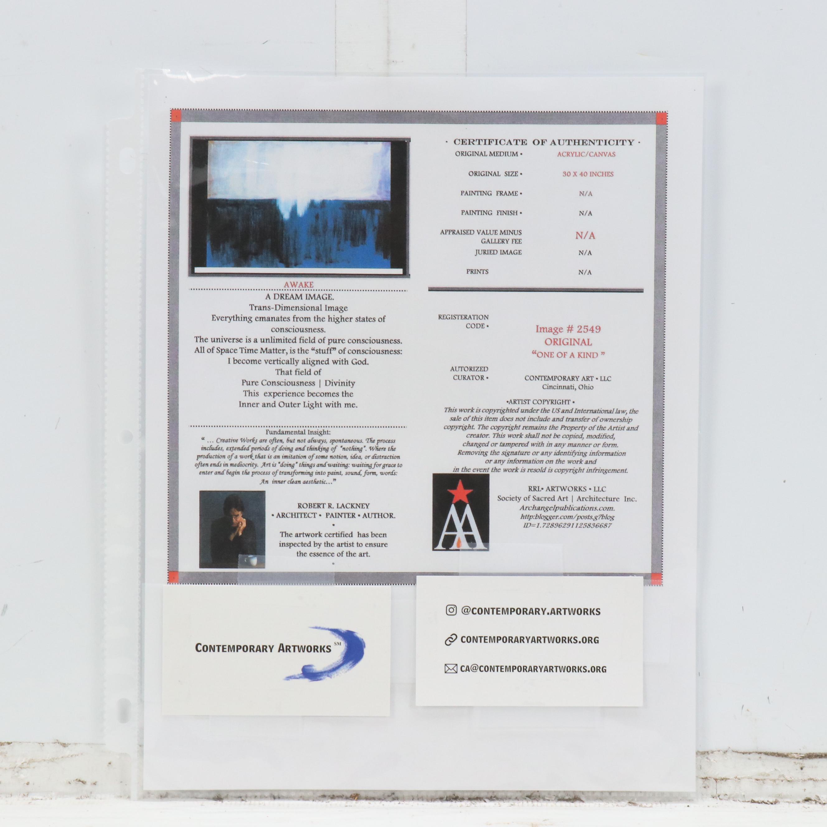 Robert R. Lackney Abstract Acrylic Painting "Awake," 21st Century