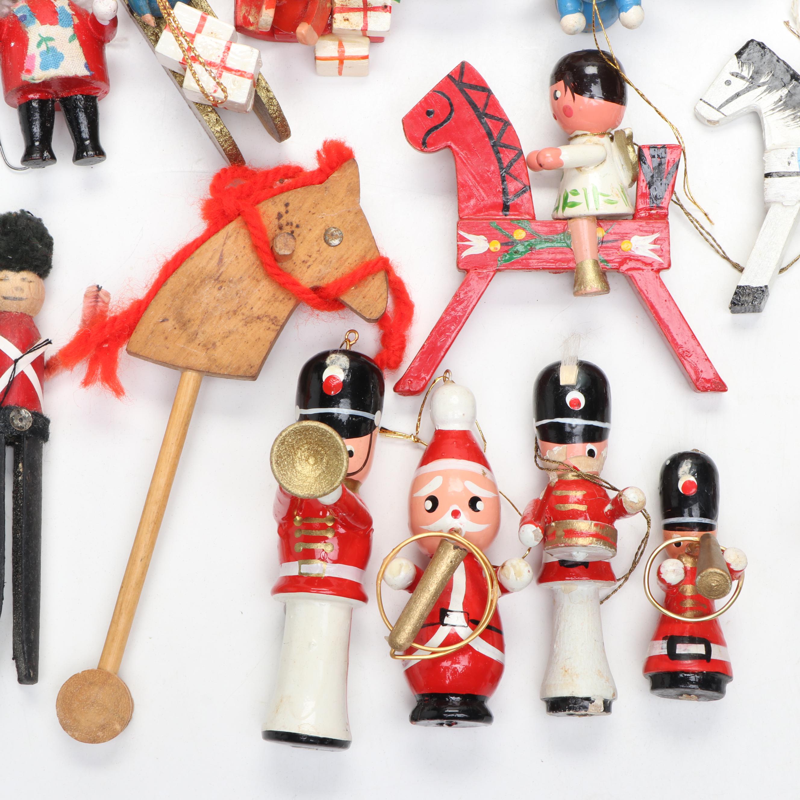 Inarco and More Wooden and Corn Husk Christmas Tree Ornaments