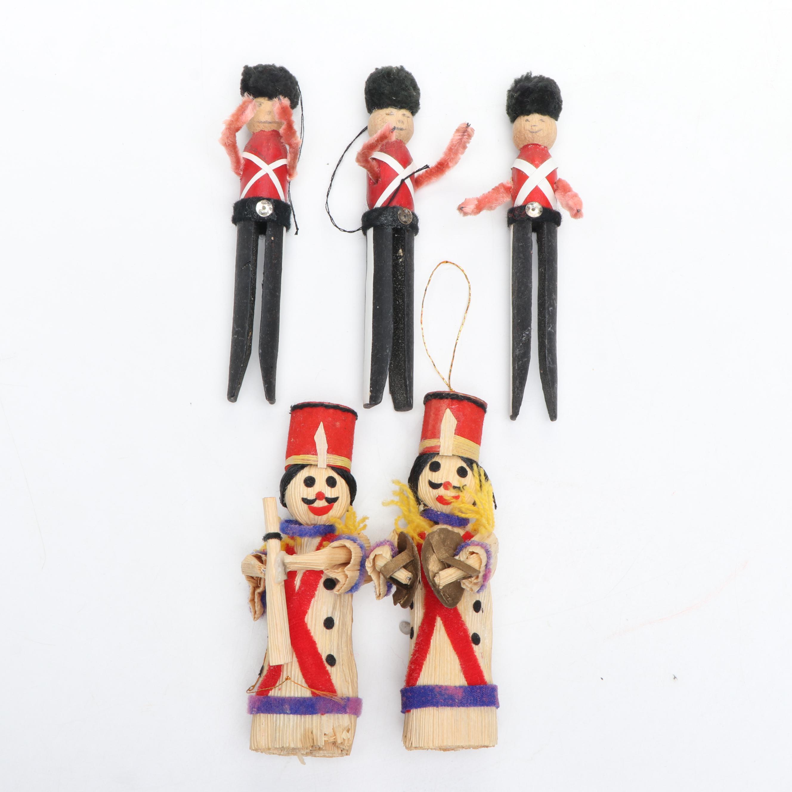 Inarco and More Wooden and Corn Husk Christmas Tree Ornaments