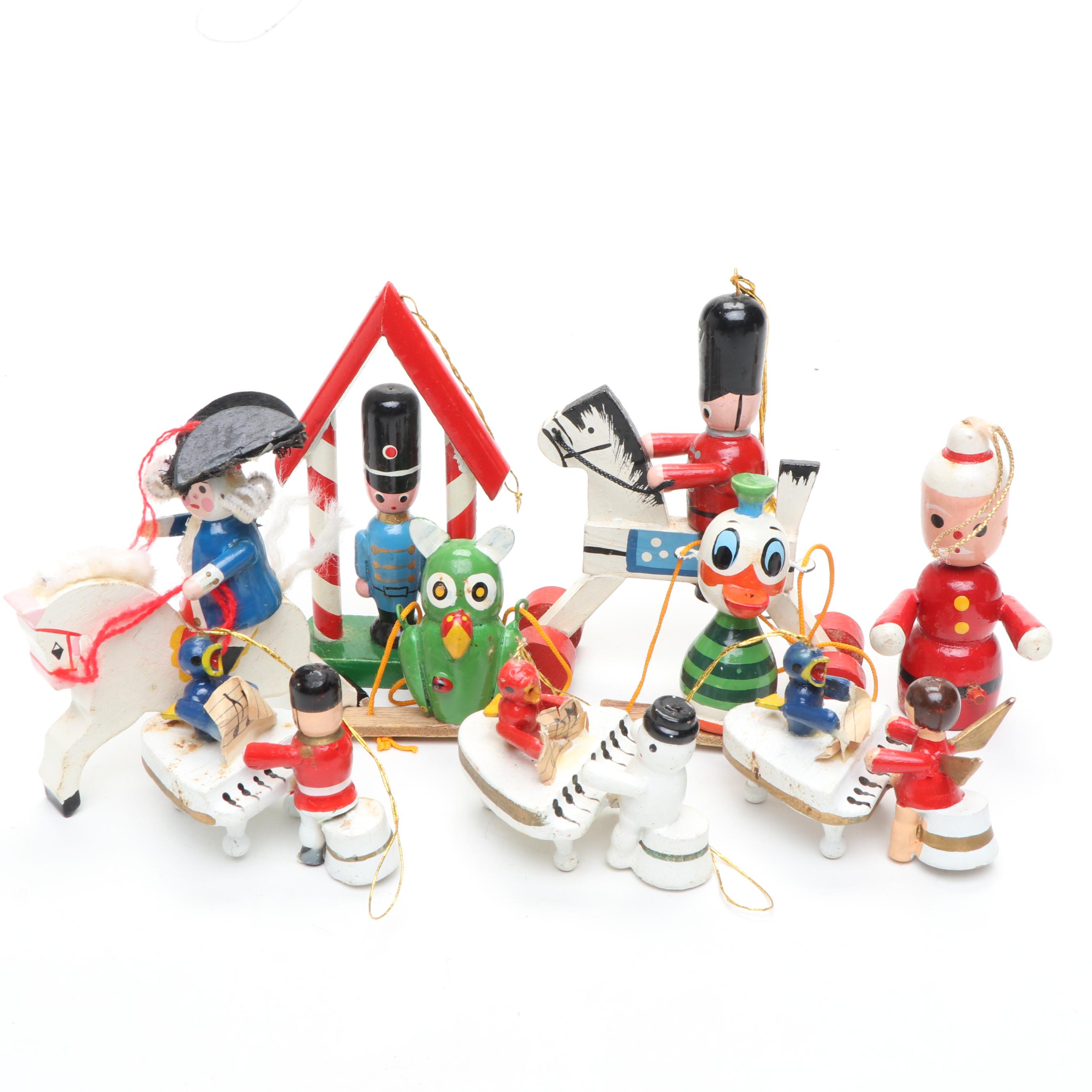 Inarco and More Wooden and Corn Husk Christmas Tree Ornaments