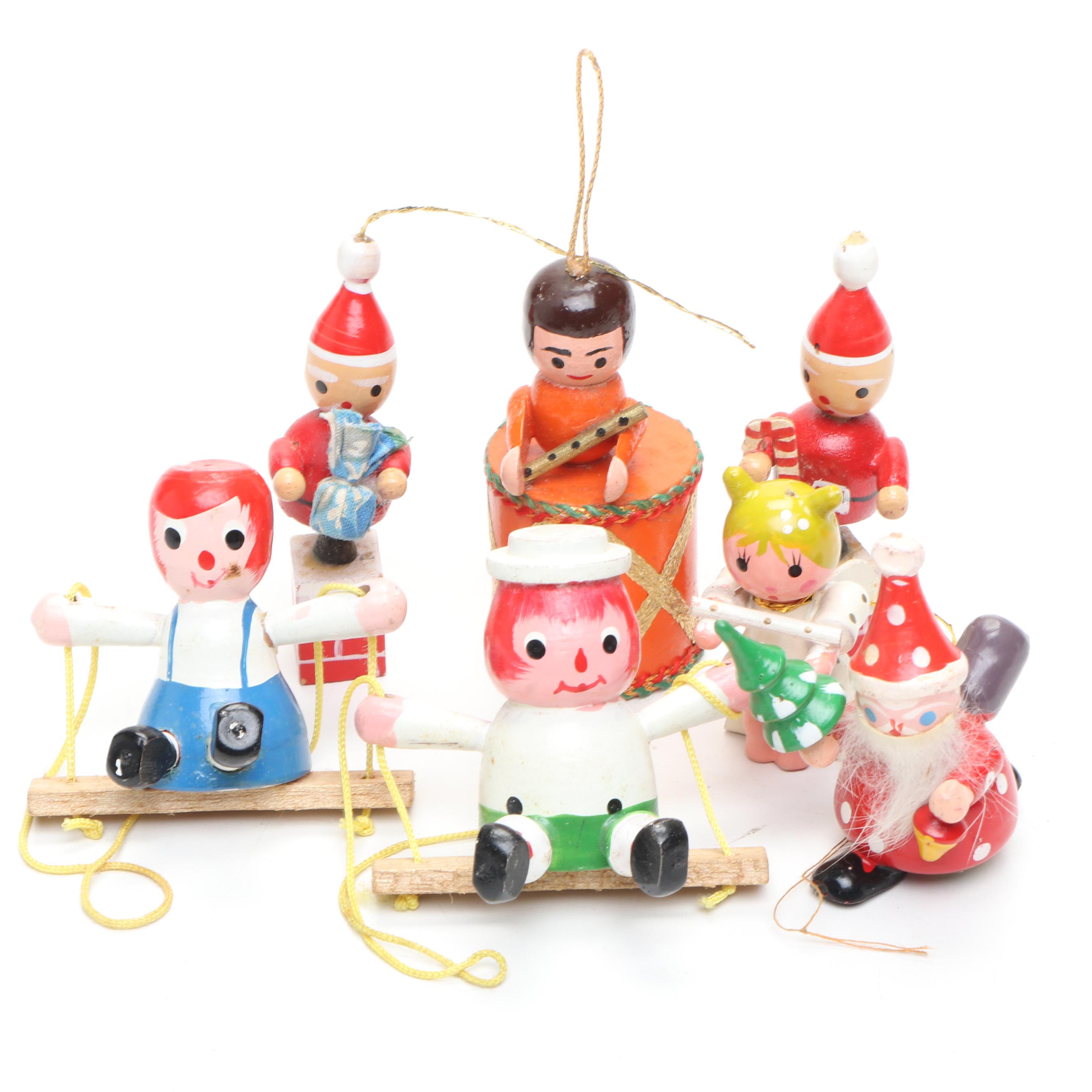 Inarco and More Wooden and Corn Husk Christmas Tree Ornaments