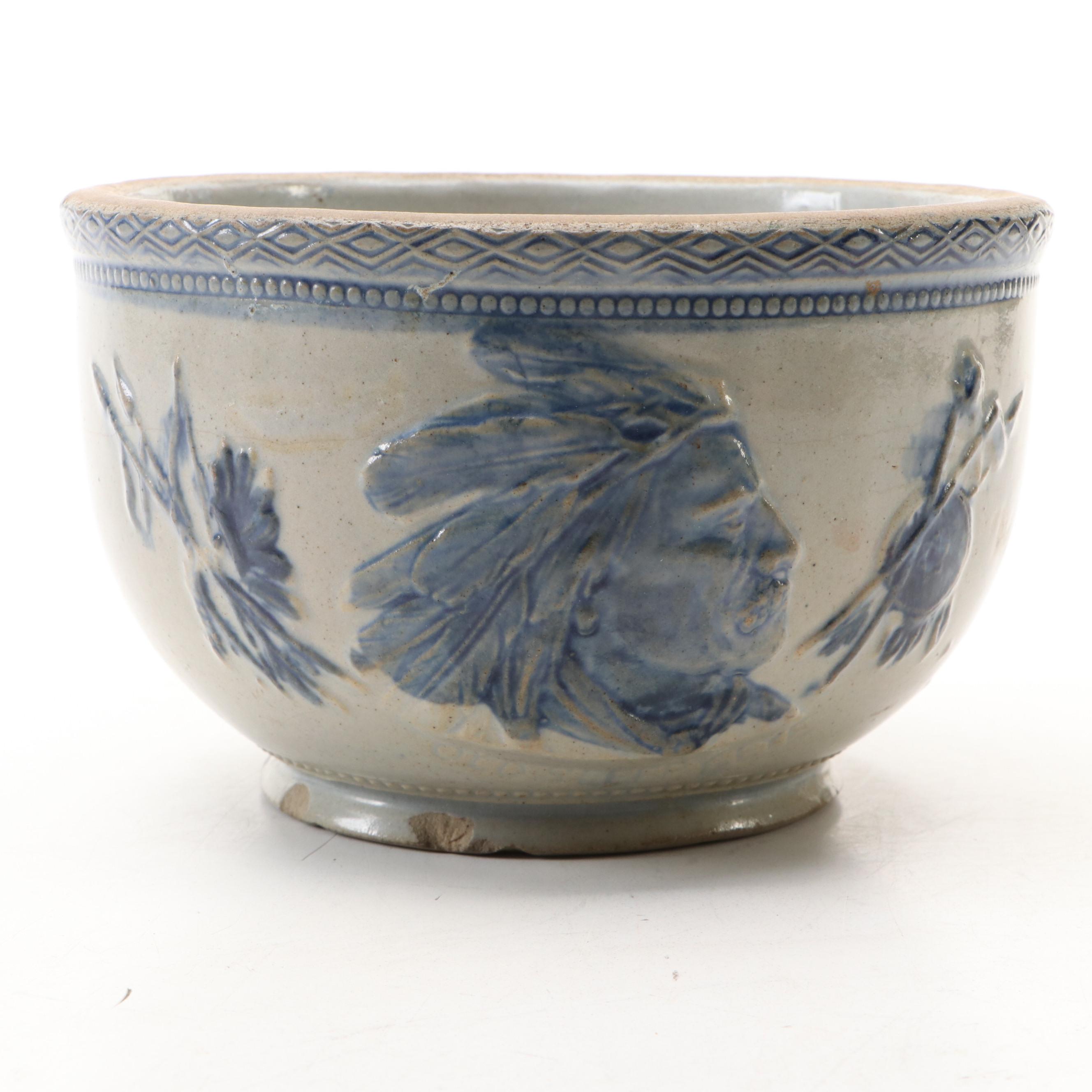 Old Sleepy Eye Pottery Salt Glazed Stoneware Bowl, Early 20th Century