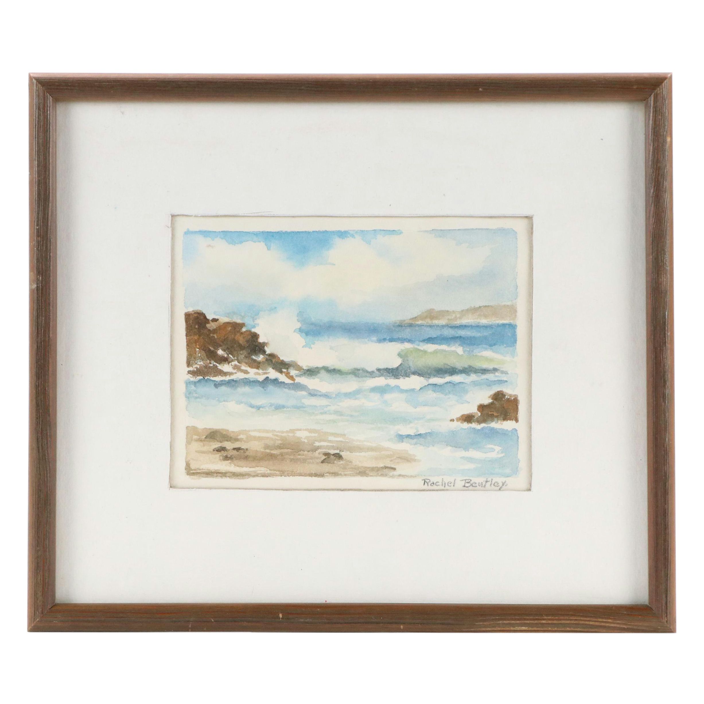 Rachel Bentley Coastal Landscape Watercolor Painting, 20th Century