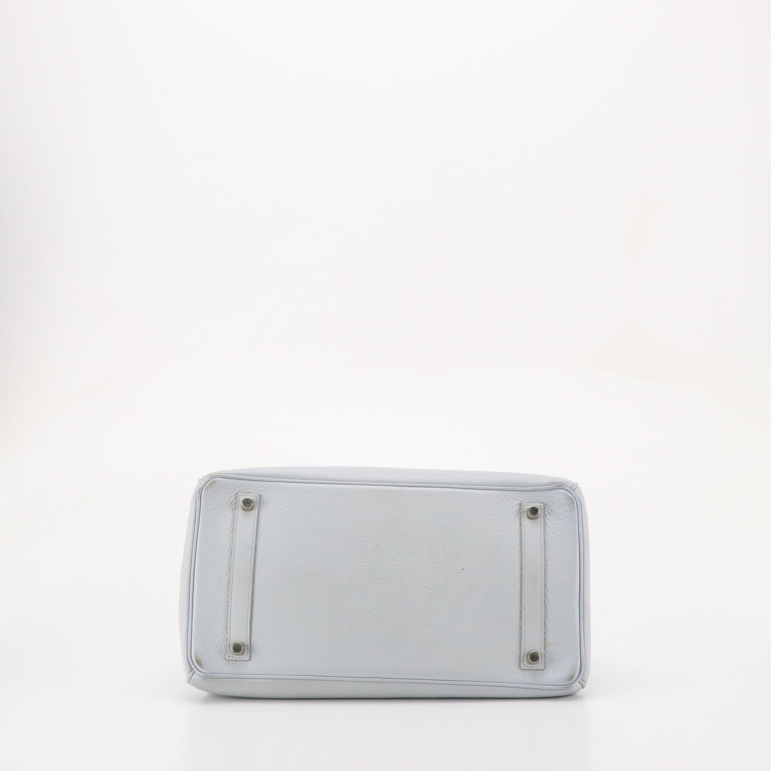 Hermès Birkin 35 Satchel in Ice Blue Clemence Leather