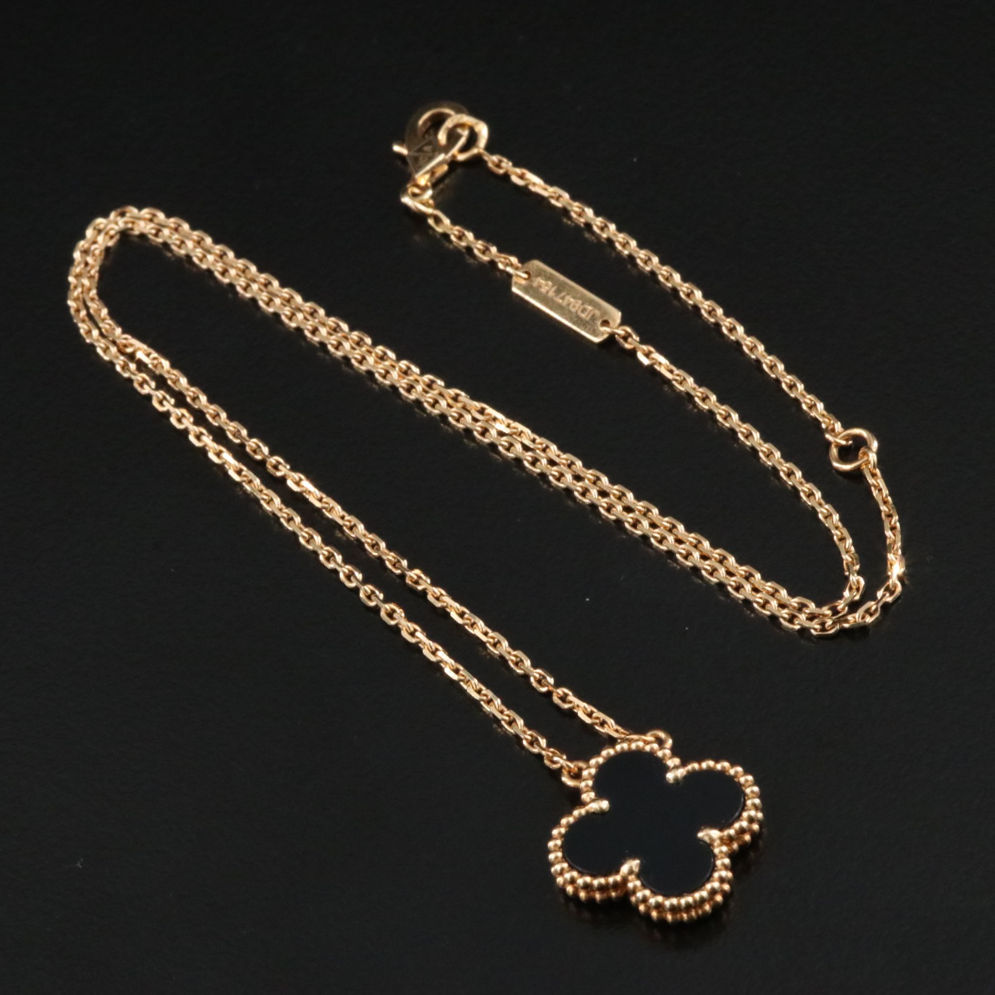 Van Cleef & Arpels Vintage Alhambra 18K Black Onyx Necklace