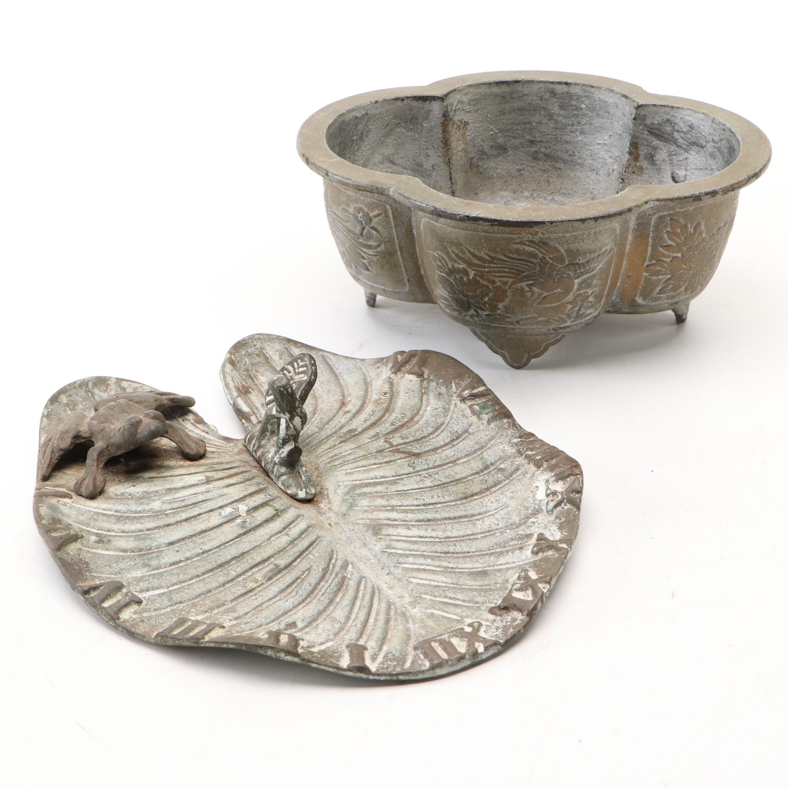 Chinese Brass Censer with Other Metal Dish