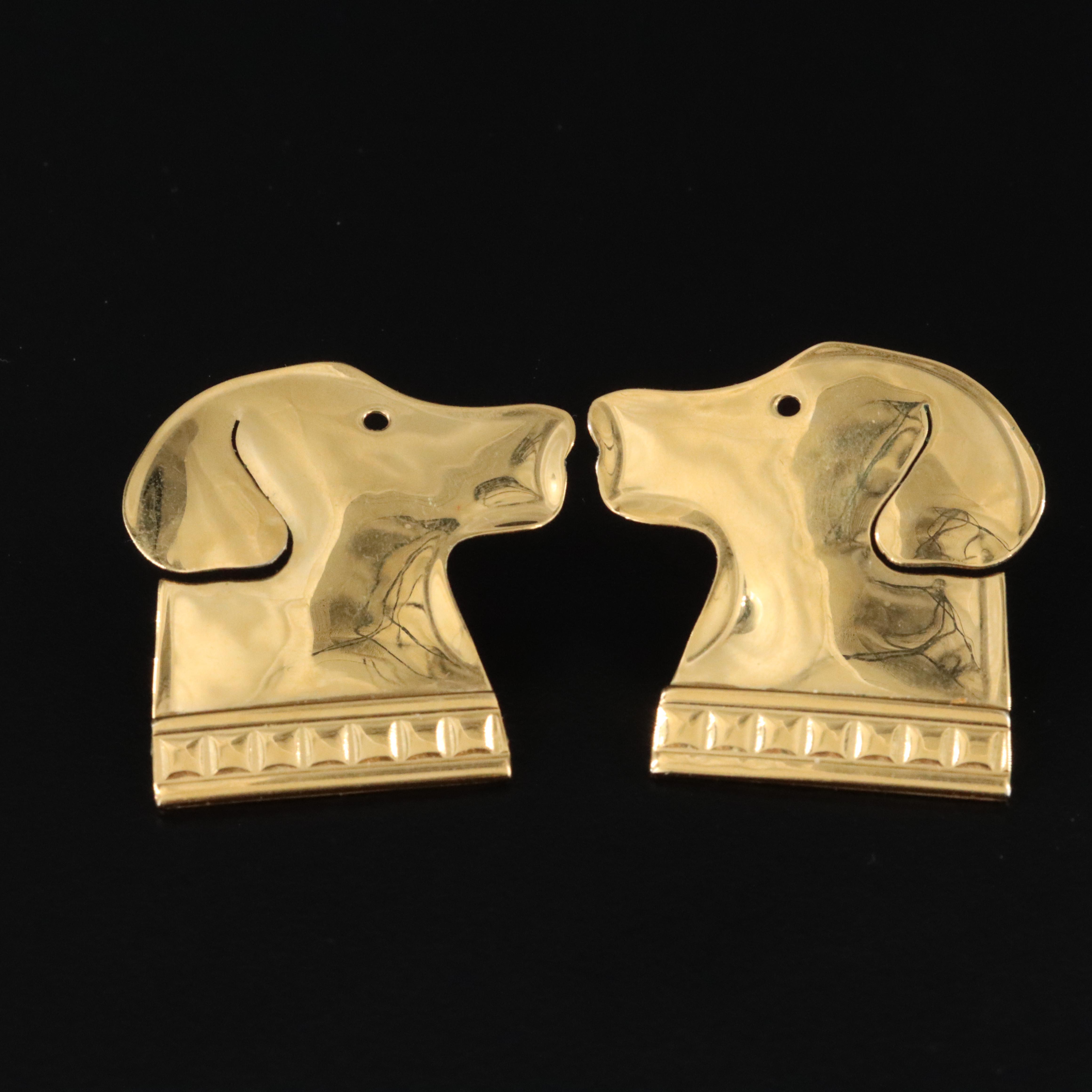 14K Heart Bracelet and Dog Pin with Dog Earrings and Components