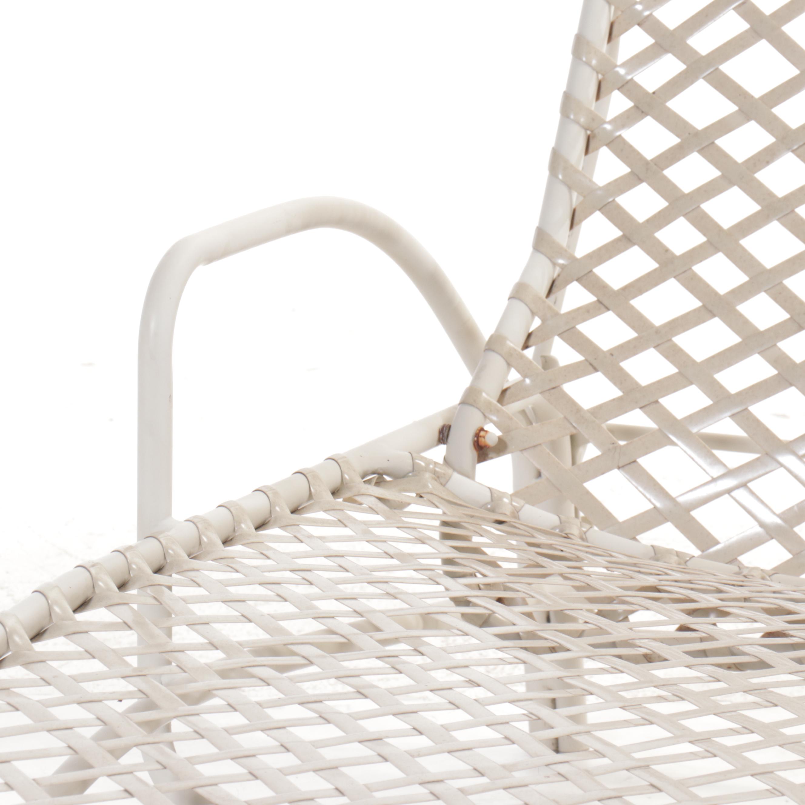 Pair of Brown Jordan Vinyl Lattice Weave Chaise Lounges