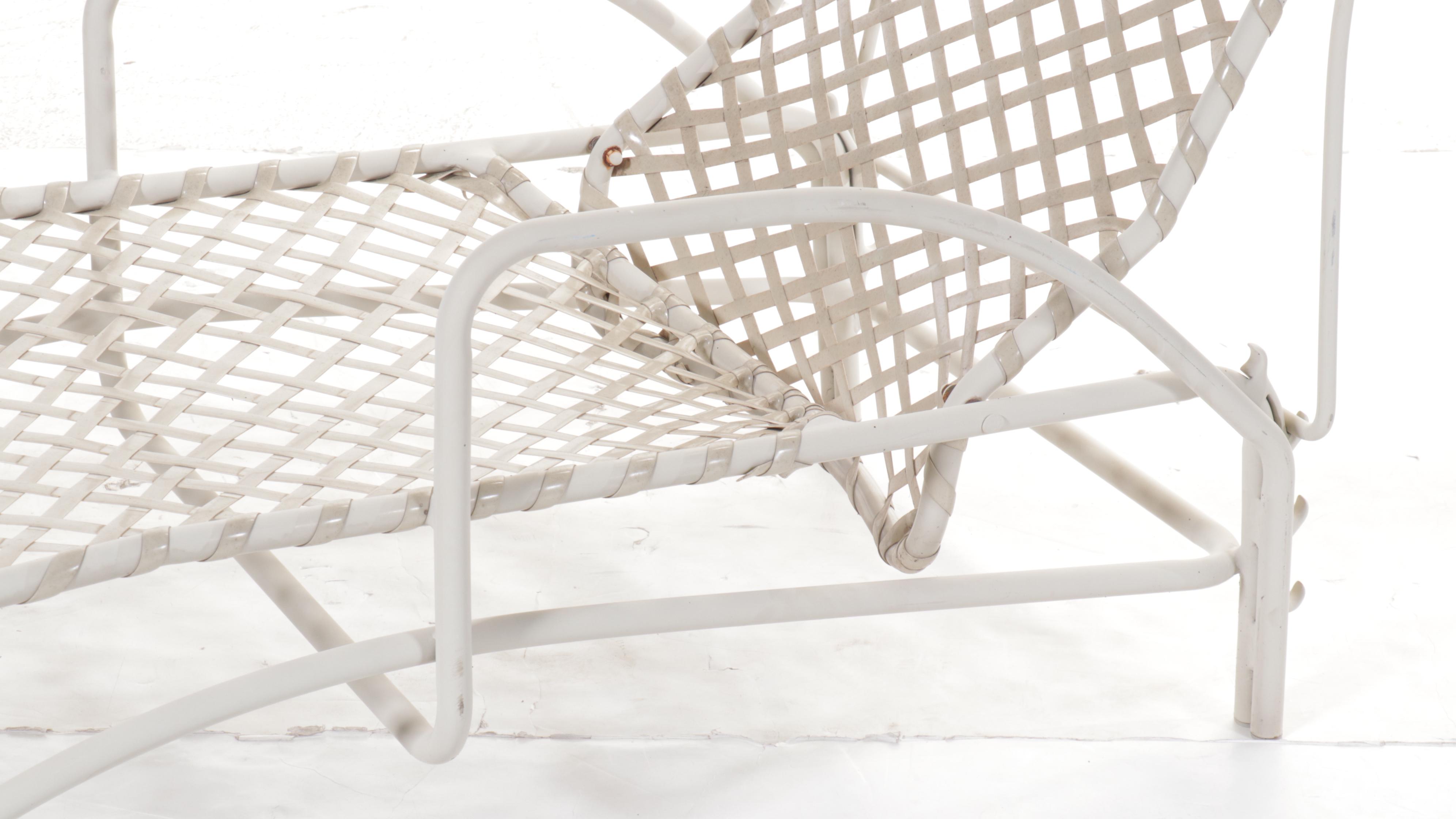 Pair of Brown Jordan Vinyl Lattice Weave Chaise Lounges