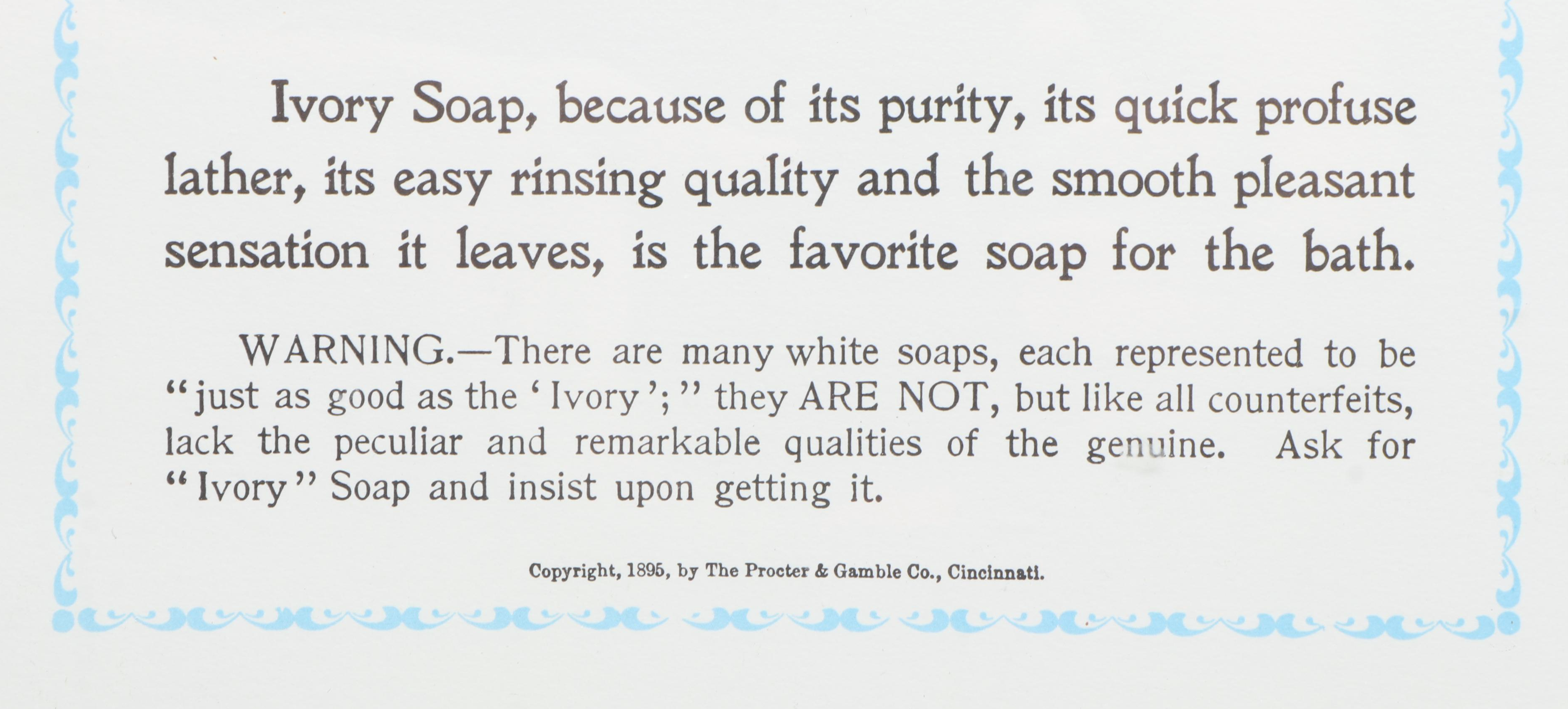 Ivory Soap Framed Ad with Ivory, Wards, Werk's and Other Wrapped Soap Bars