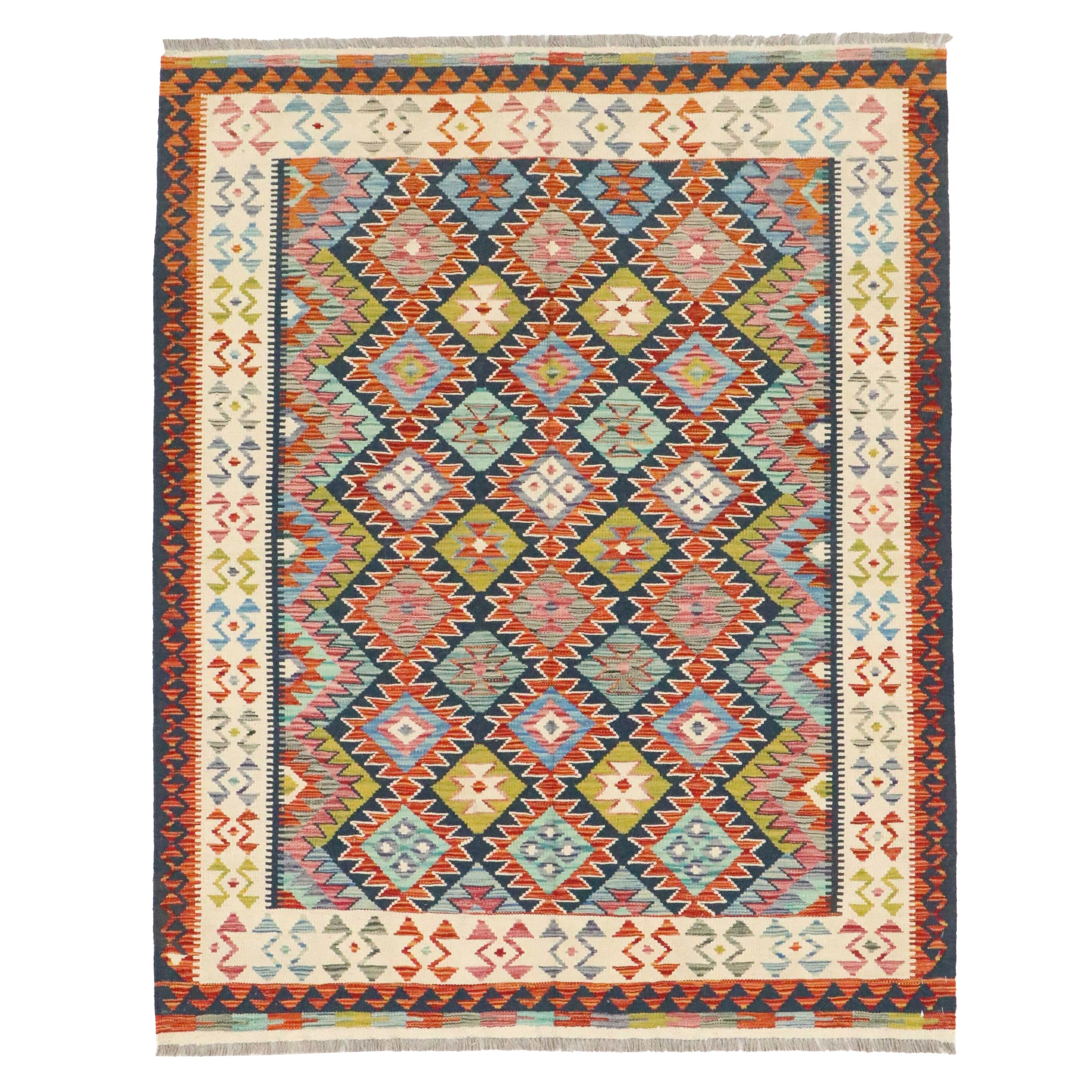 5'2 x 6'7 Handwoven Pakistani Kilim Area Rug