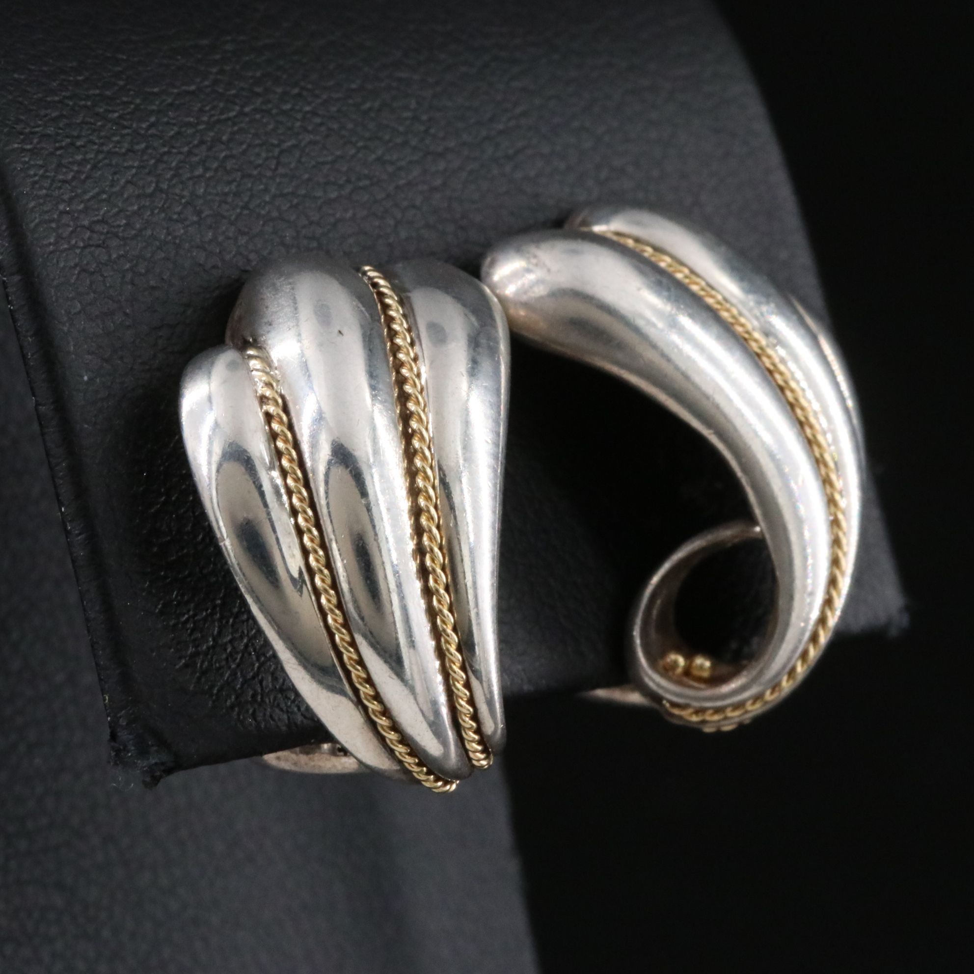 Tiffany & Co. Sterling and 18K Fluted Clip Earrings