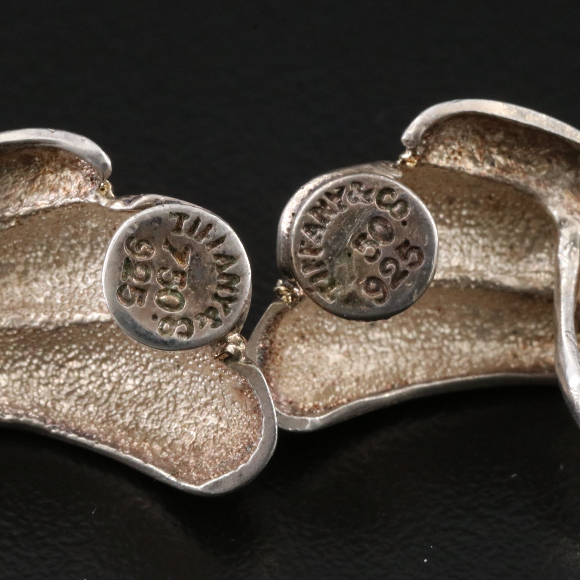 Tiffany & Co. Sterling and 18K Fluted Clip Earrings