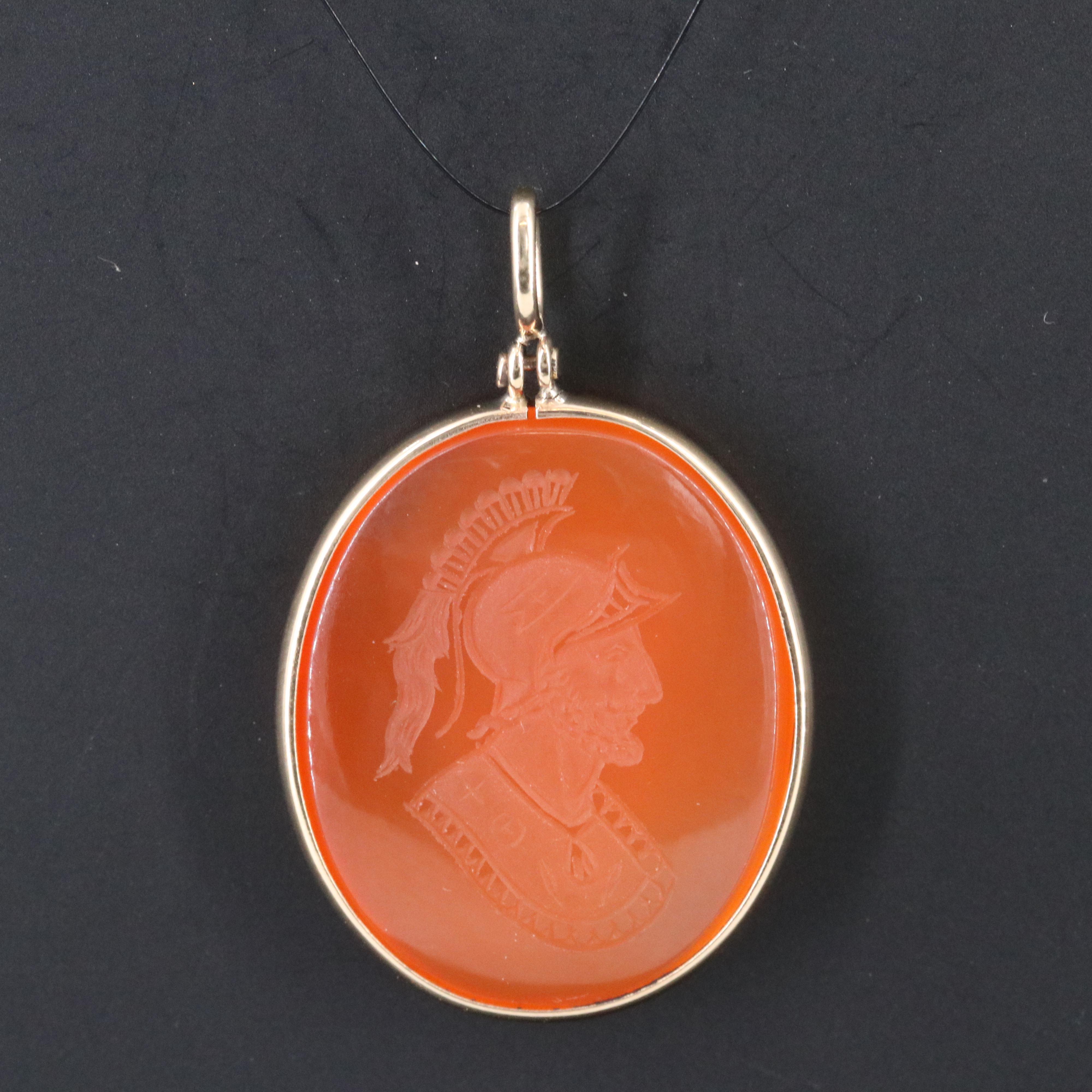14K Carnelian Intaglio Pendant