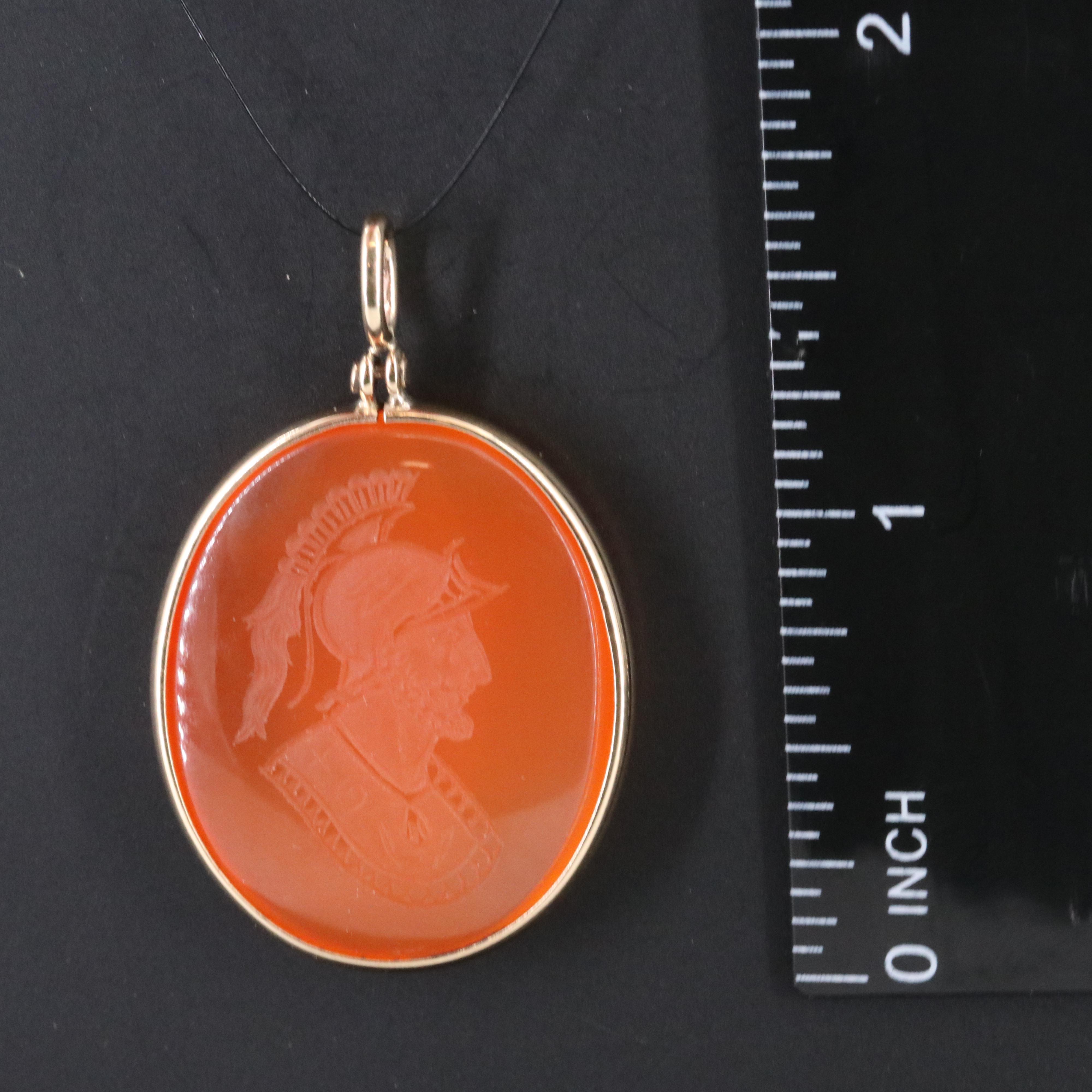 14K Carnelian Intaglio Pendant