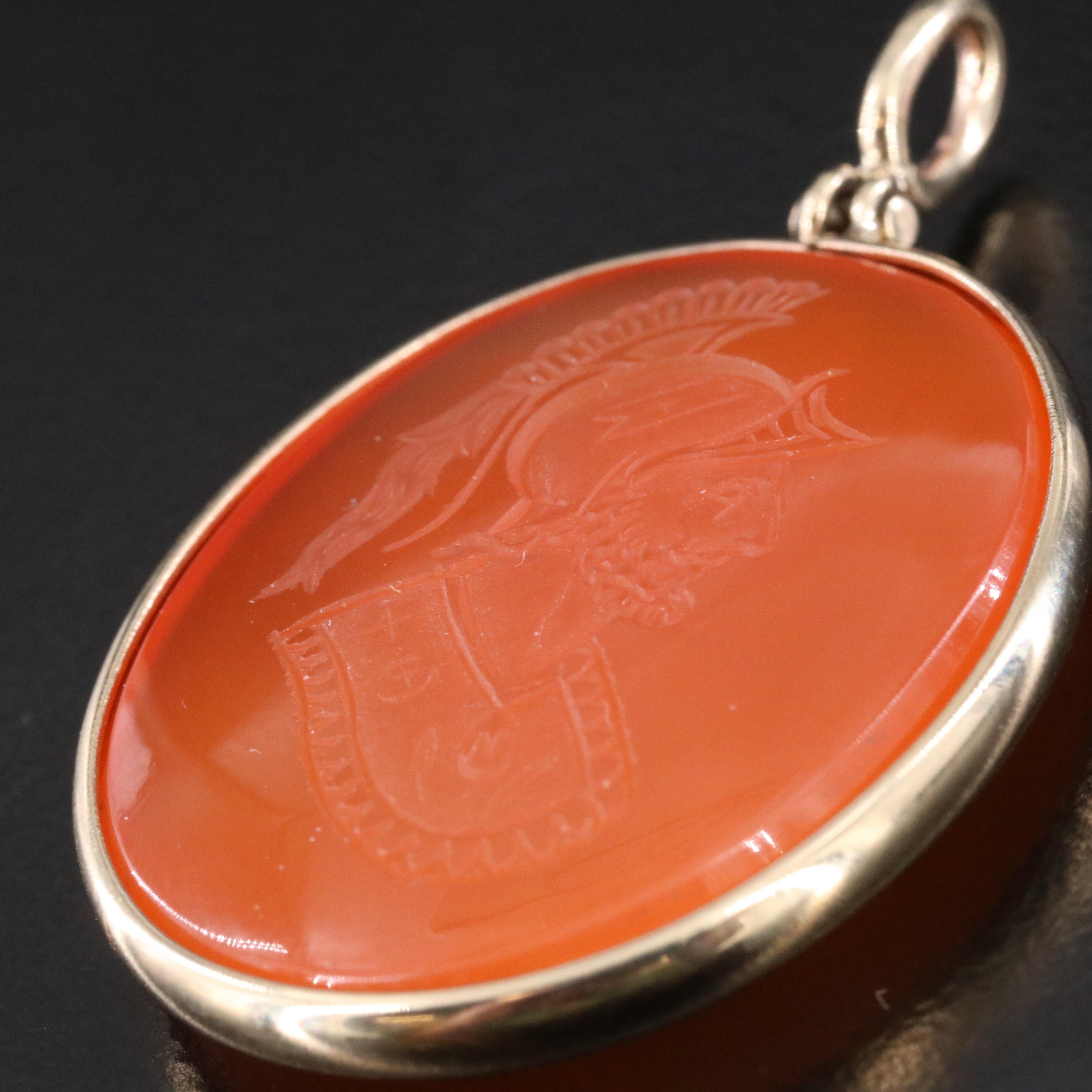 14K Carnelian Intaglio Pendant