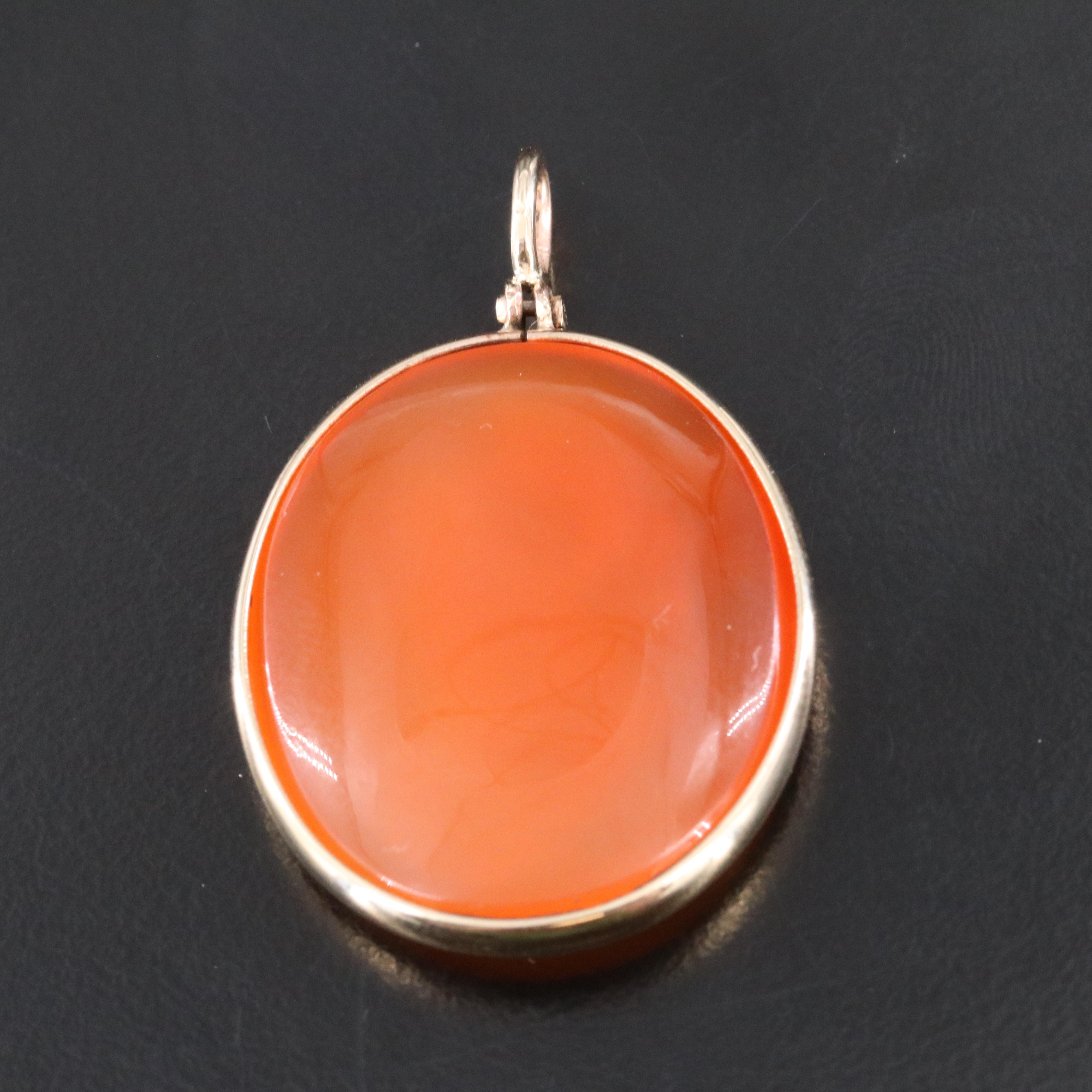 14K Carnelian Intaglio Pendant