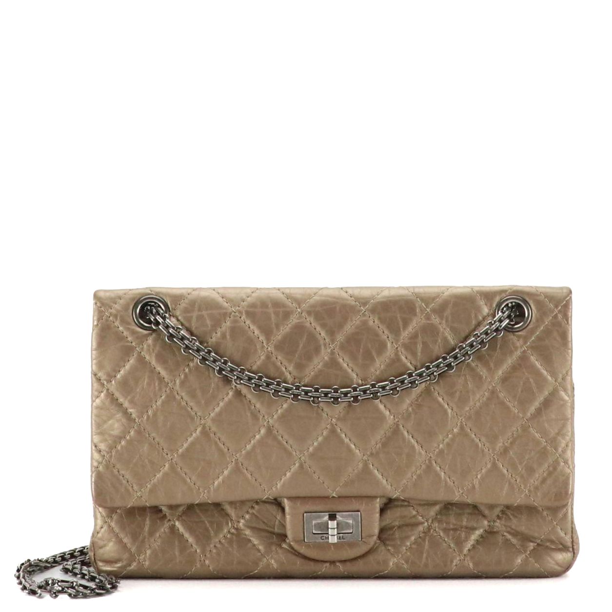 Chanel 2.55 Reissue Mademoiselle Flap Bag in Bronze Metallic Crinkled Calfskin