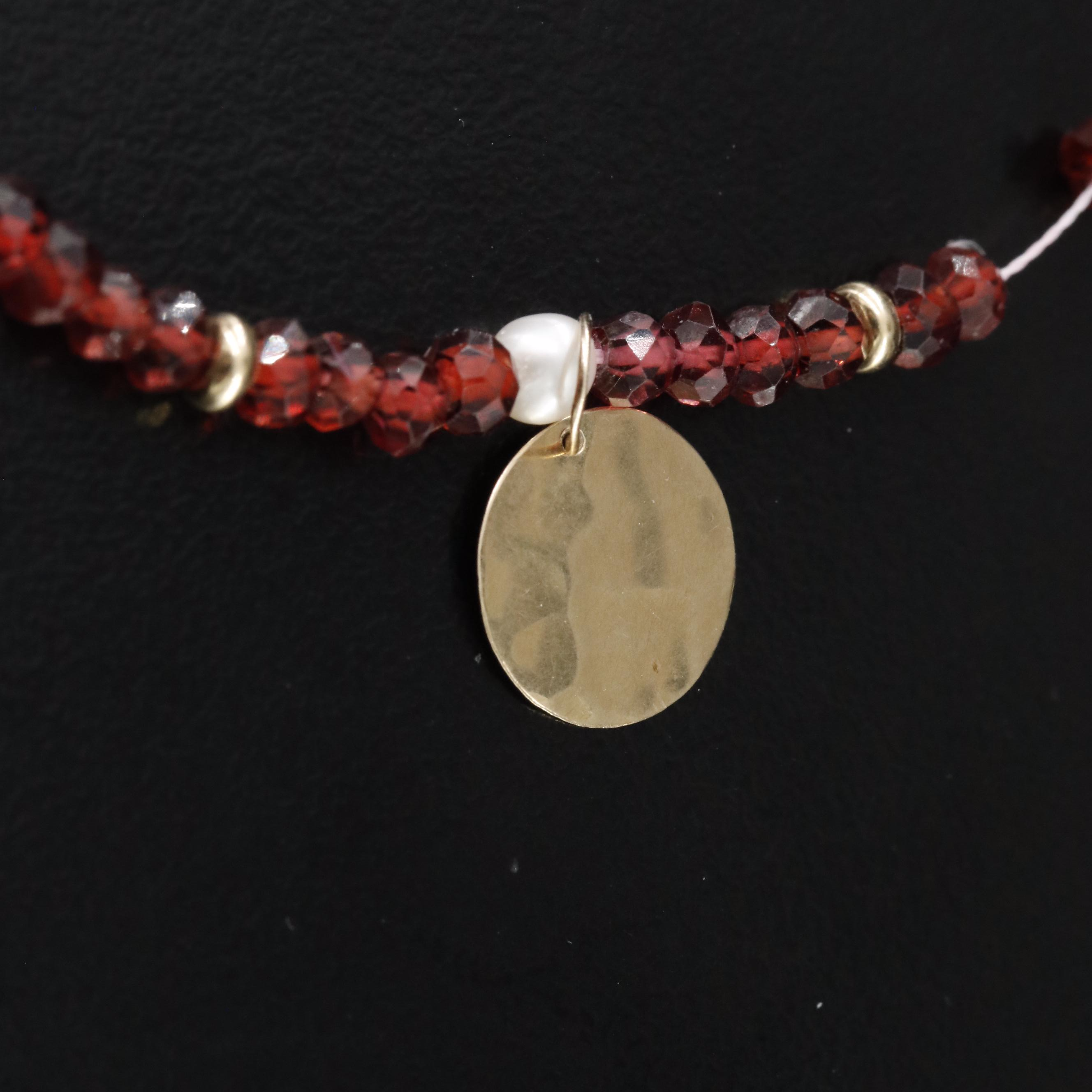 Scrap 14K Bracelet with Garnets and Pearls