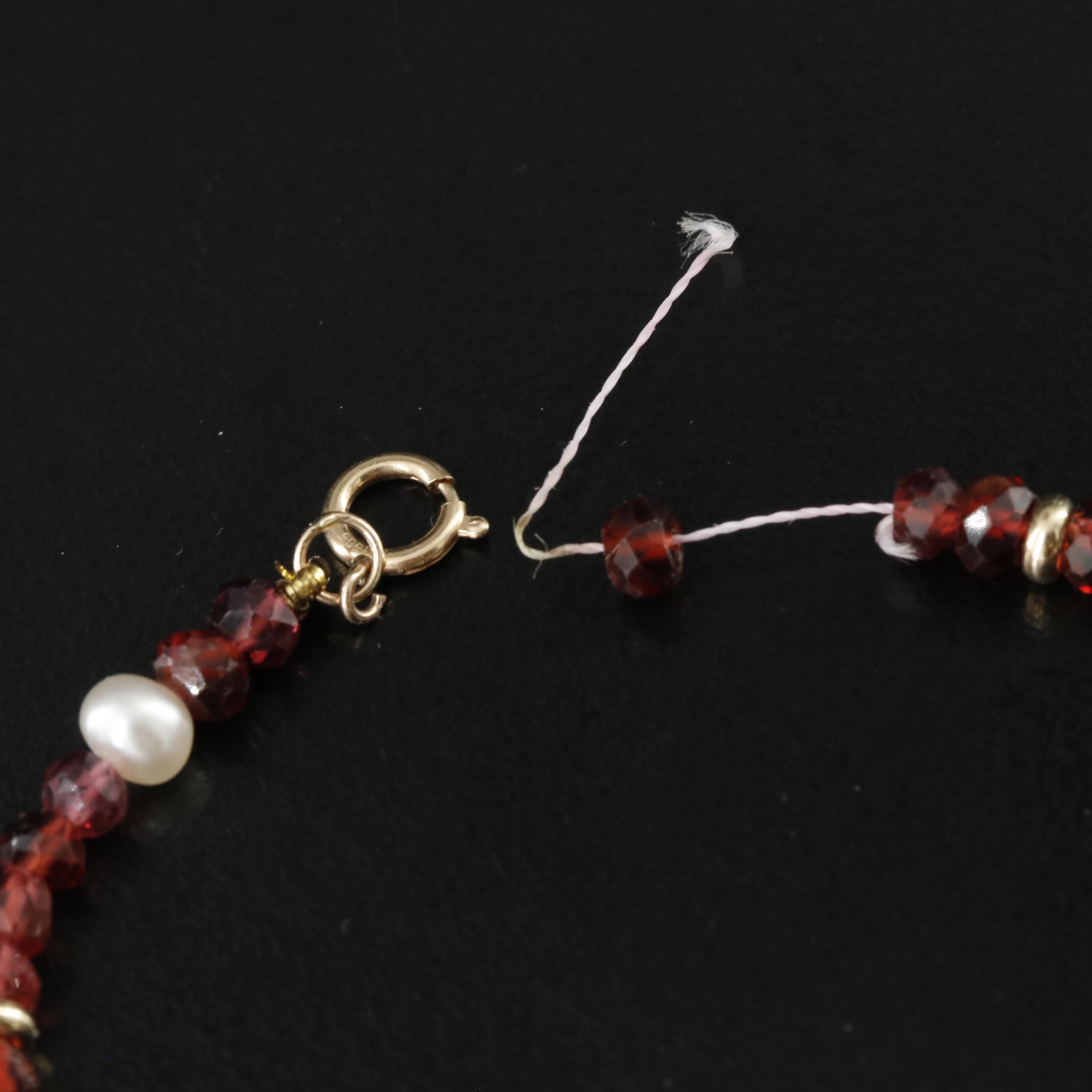 Scrap 14K Bracelet with Garnets and Pearls