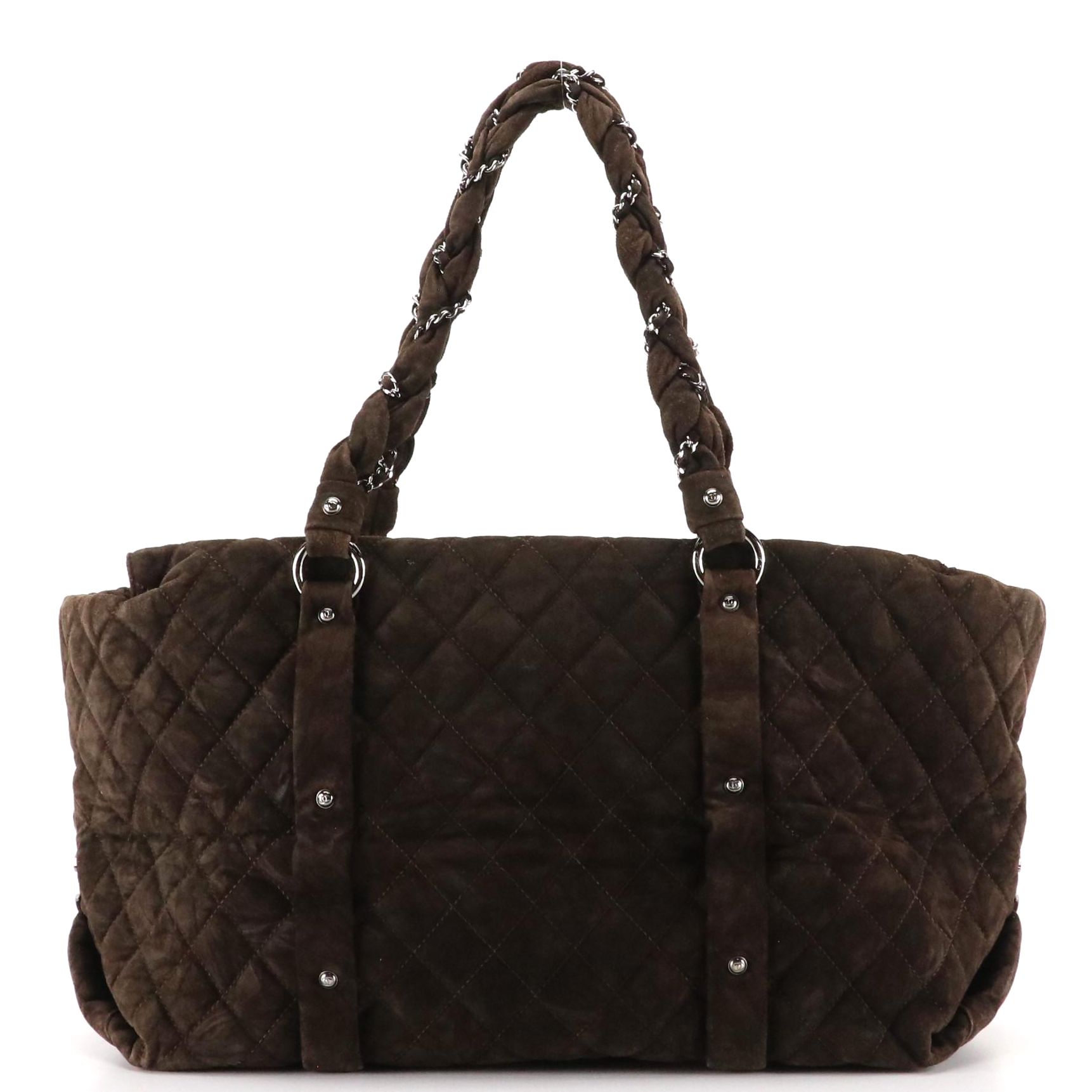 Chanel Brown Matelassé Suede Lady Braid Shoulder Tote
