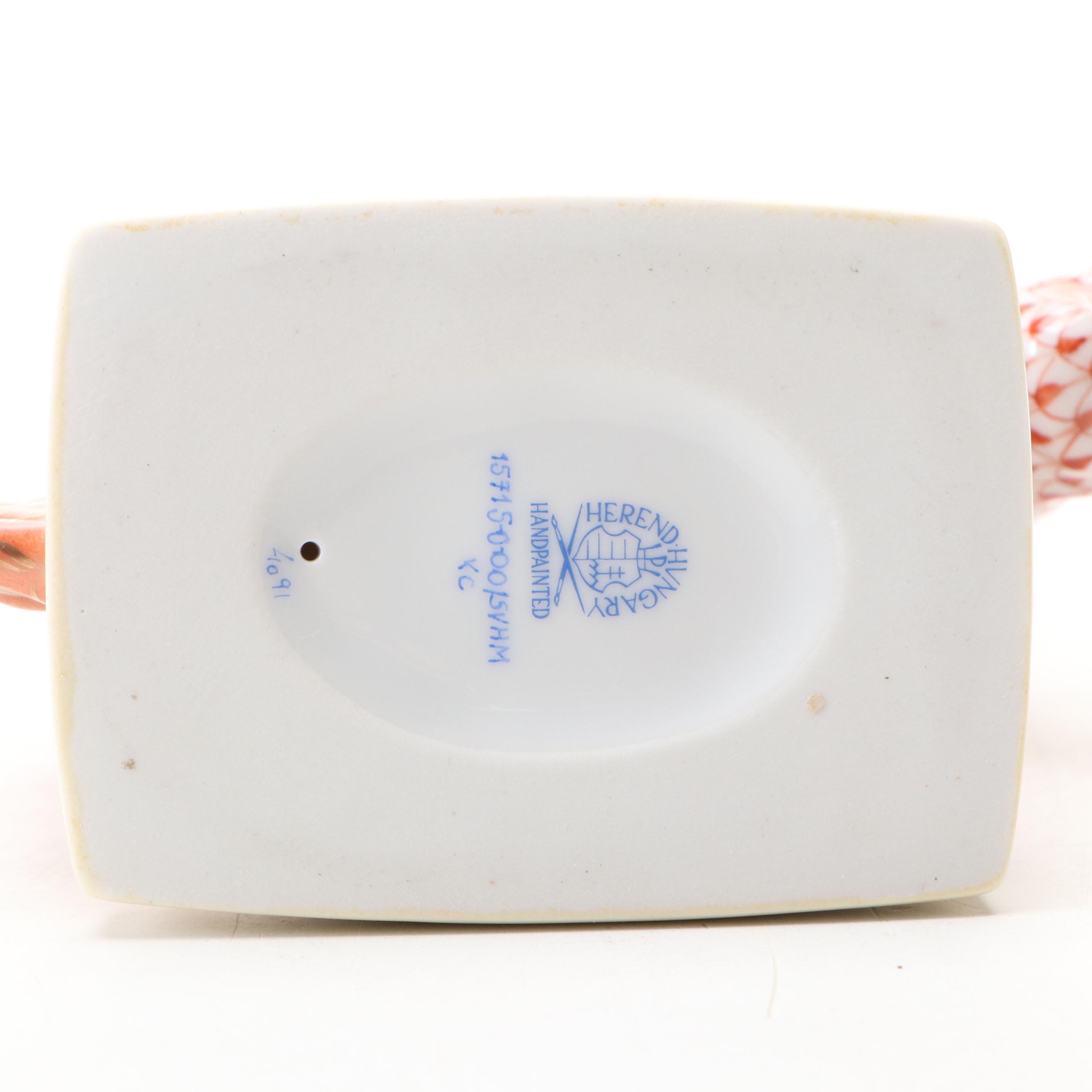 Herend Rust Fishnet with Gold "Horse Bust" Porcelain Figurine