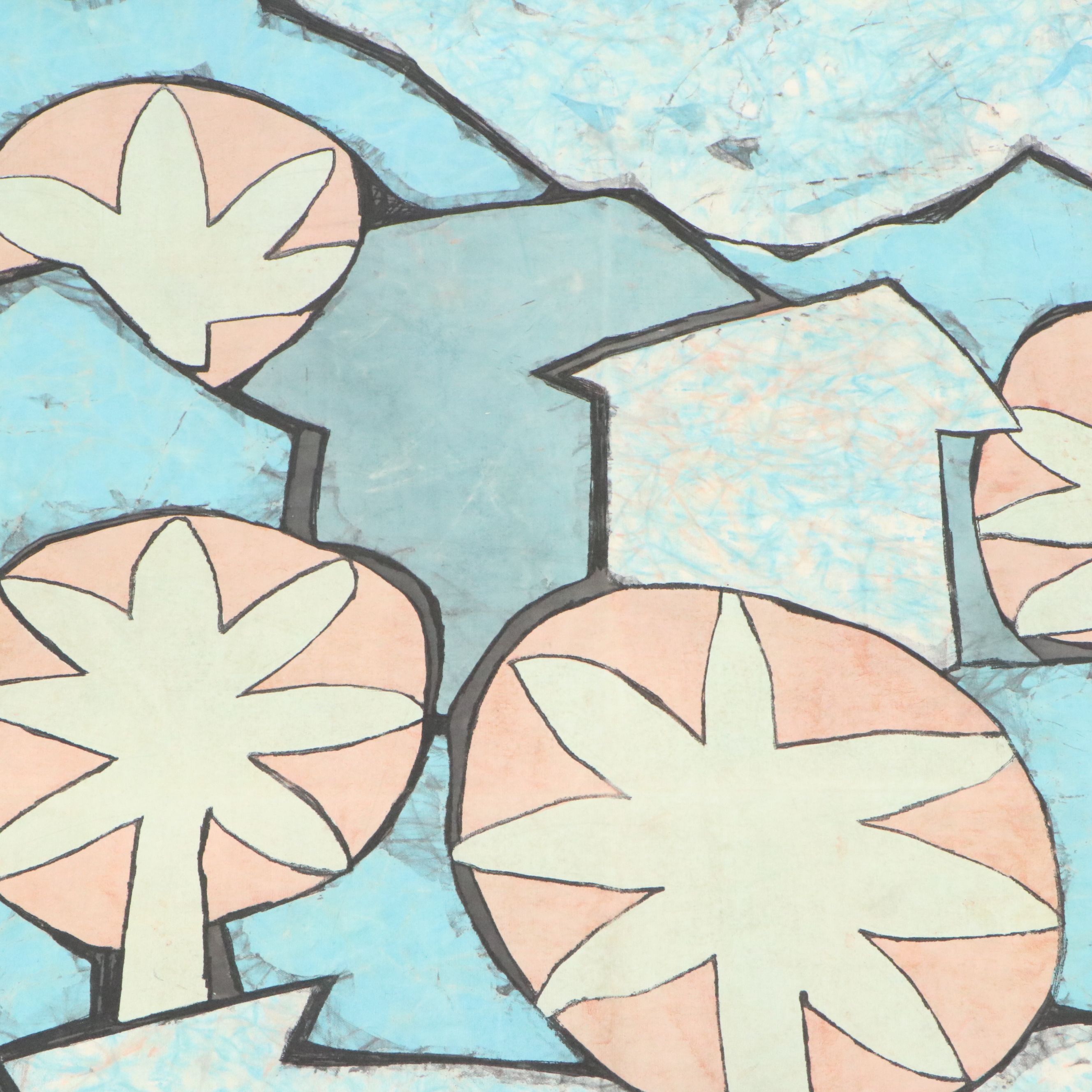 Harry Hilson Batik Abstract Landscape Tapestry