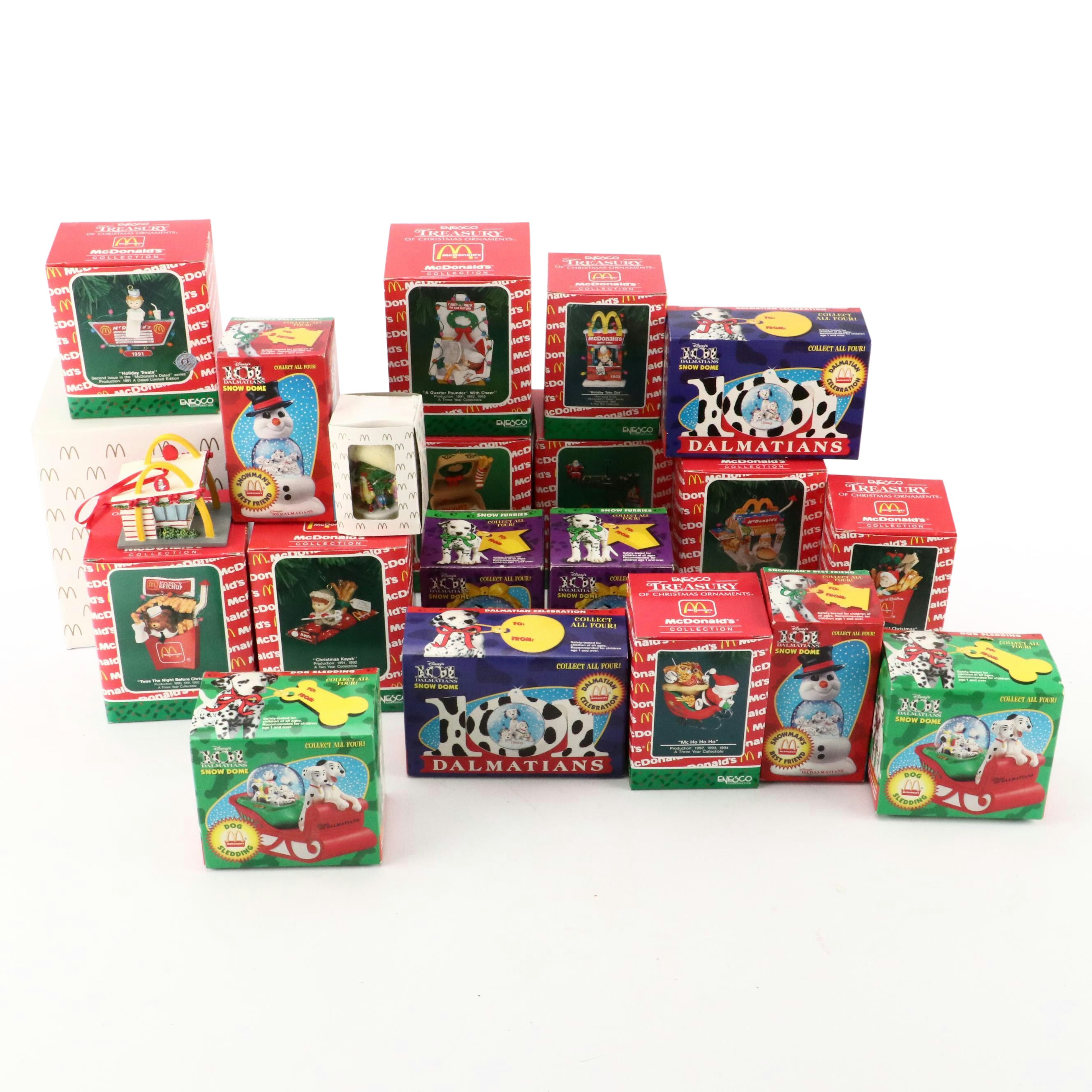 McDonald's Snow Globes and Enesco McDonald's Collection Christmas Ornaments