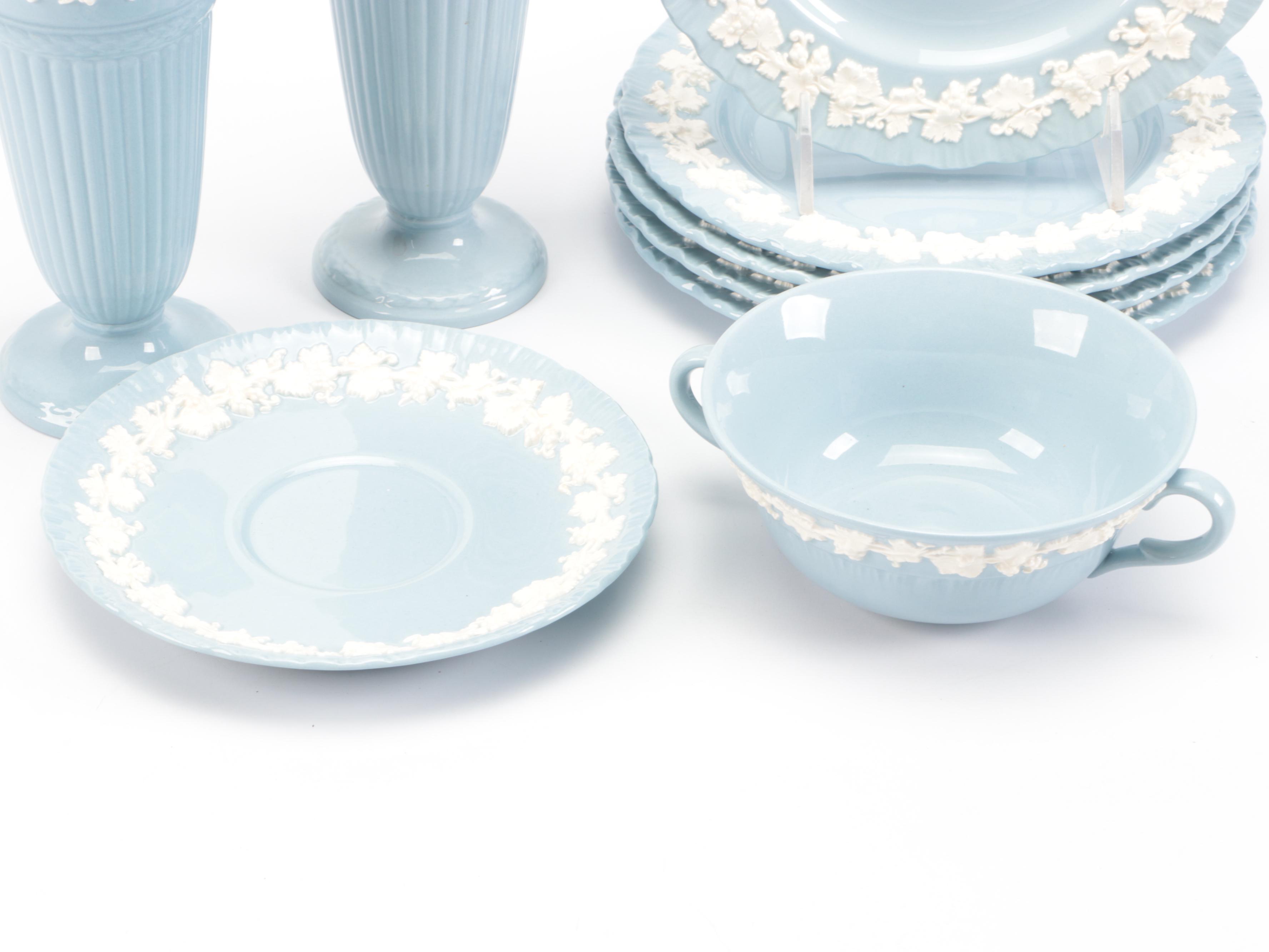 Wedgwood "Cream on Lavender" Shell Edge Table Accessories and Dinnerware