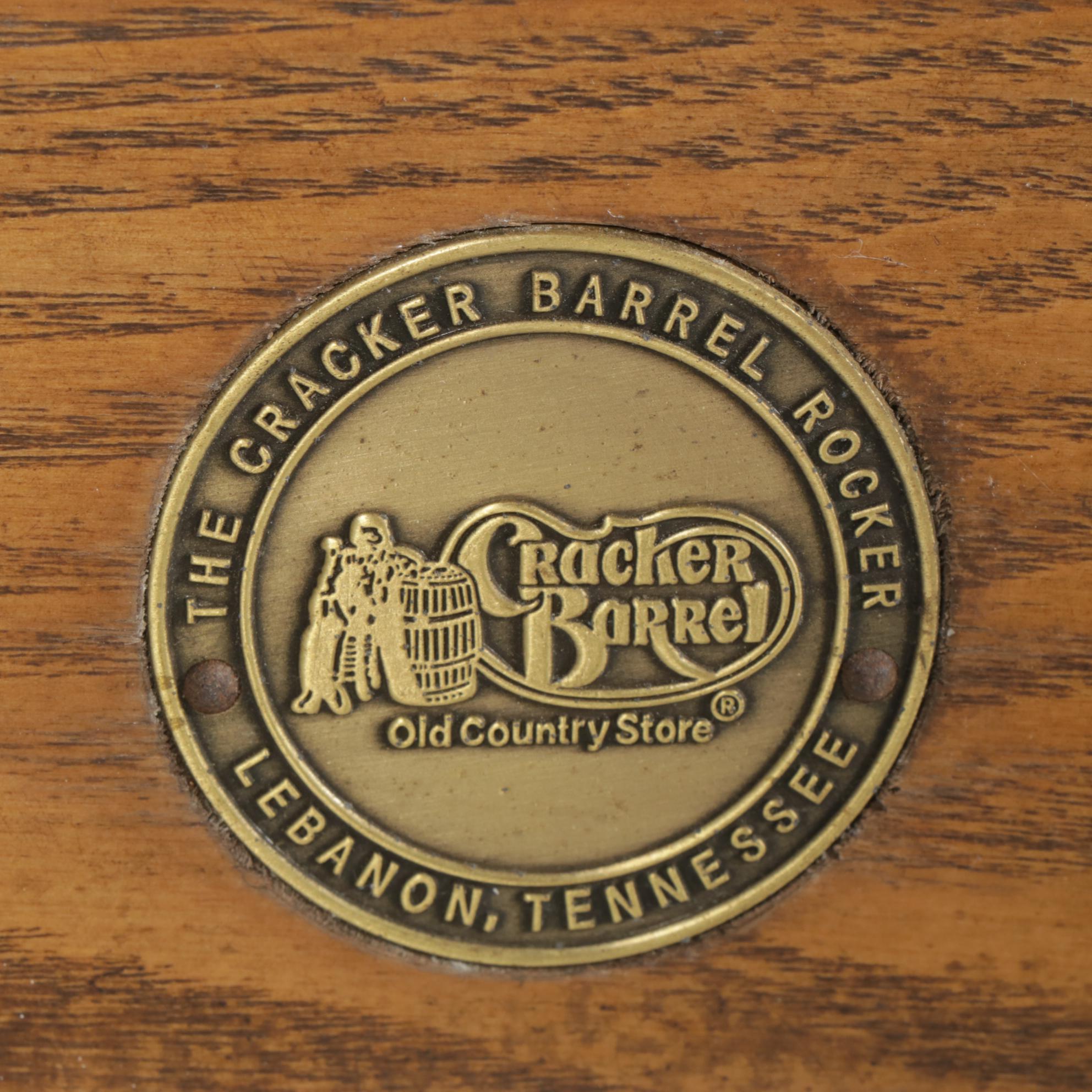 Cracker Barrel Oak Rocking Chairs, Pair, Late 20th to 21st Century