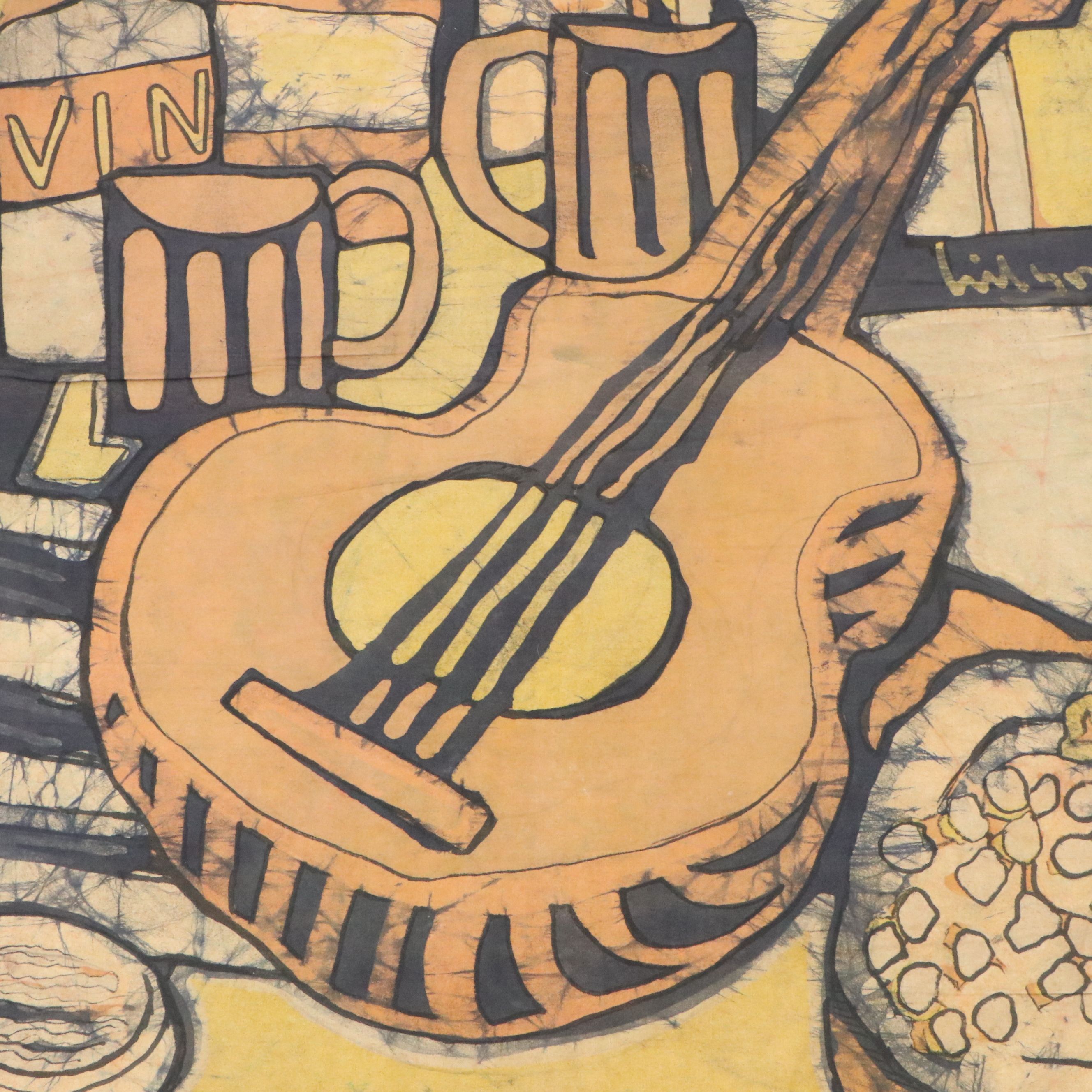 Harry Hilson Batik Dyed Still Life with Guitar