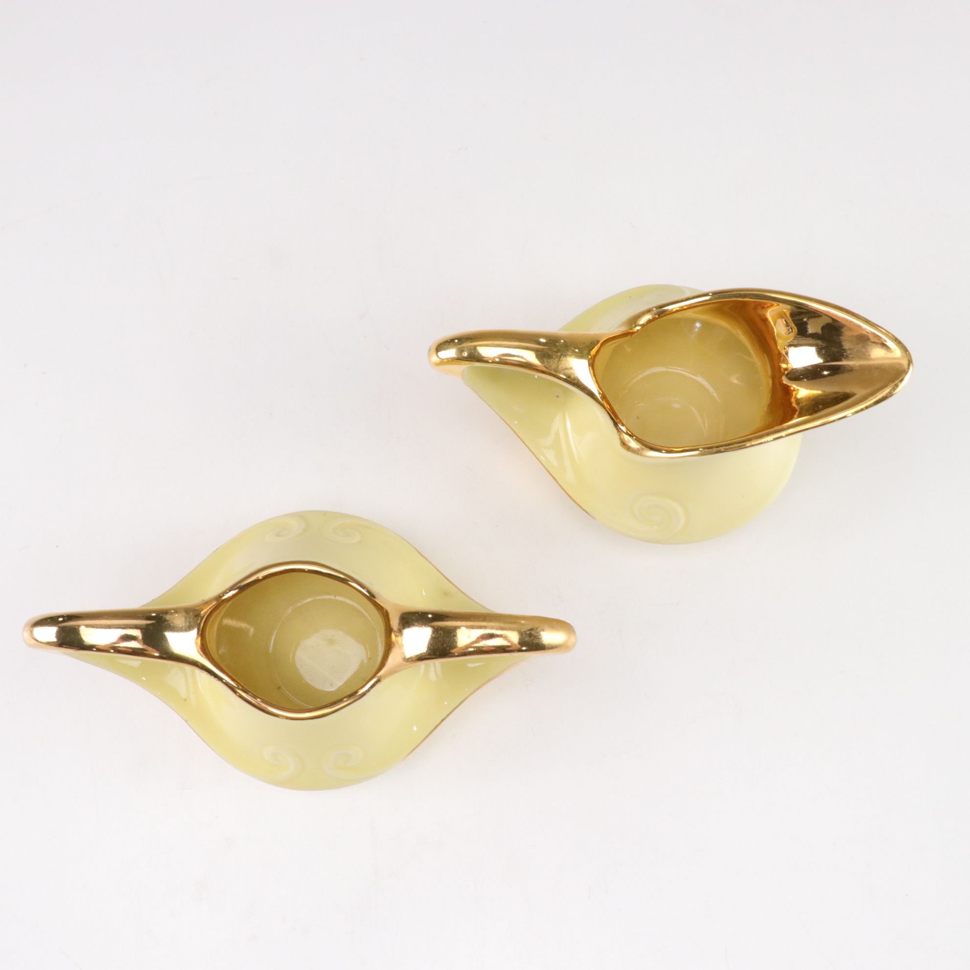 Mid Century Modern Pearl China Yellow Teapot with Gold Trim