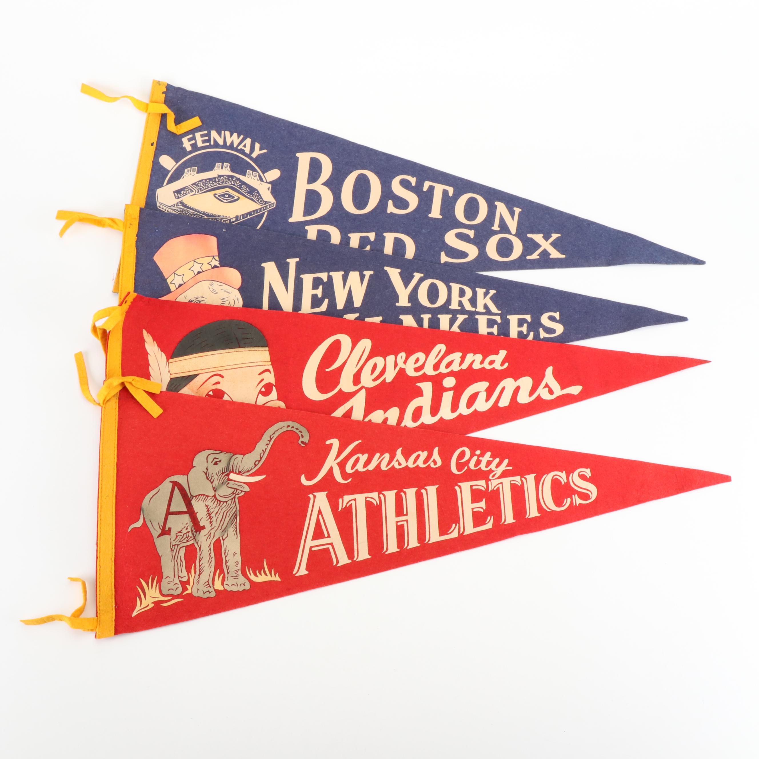 New York Yankees, Boston Red Sox, and More Baseball Pennants, Mid-20th Century