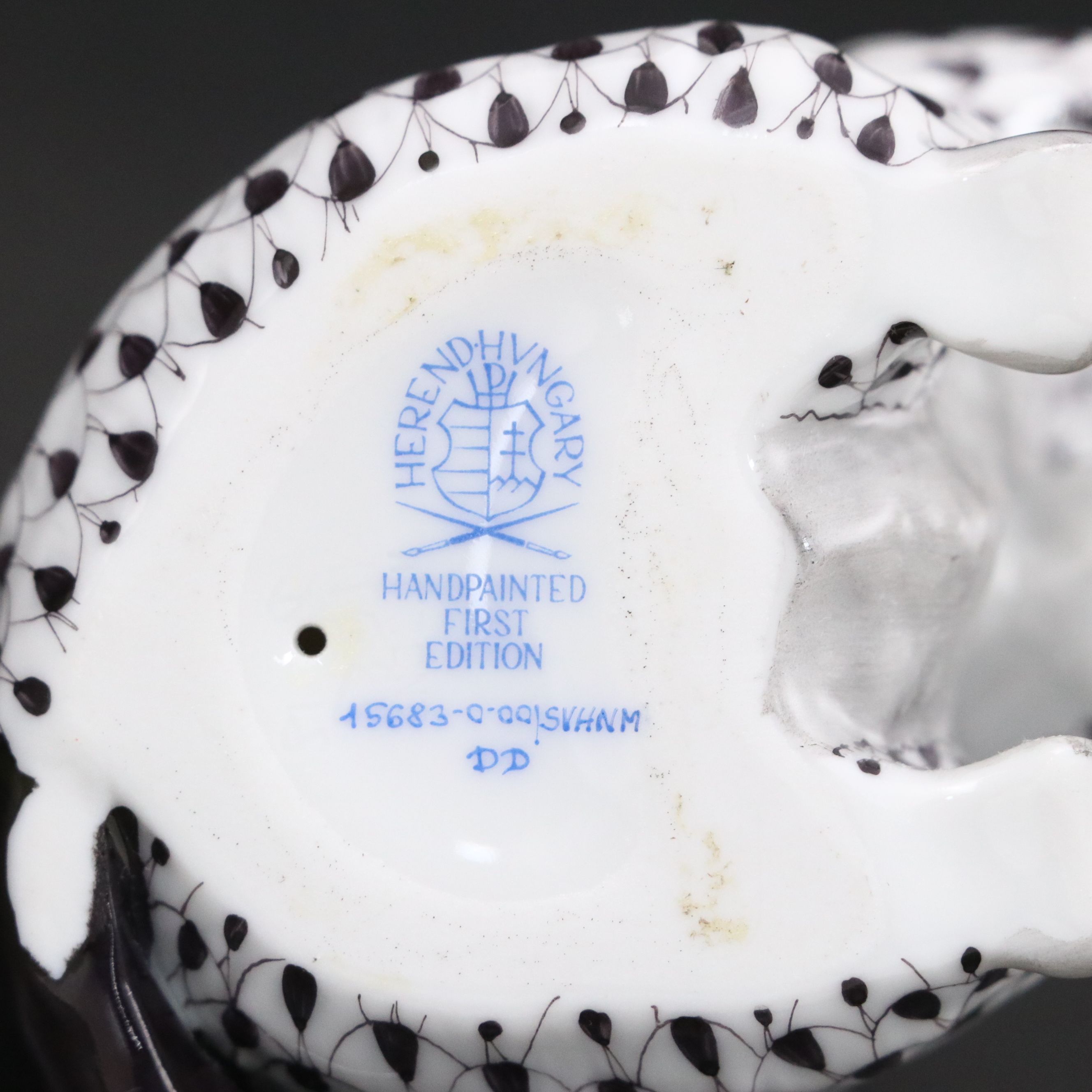 Herend First Edition Black Fishnet with Gold "Groundhog" Porcelain Figurine