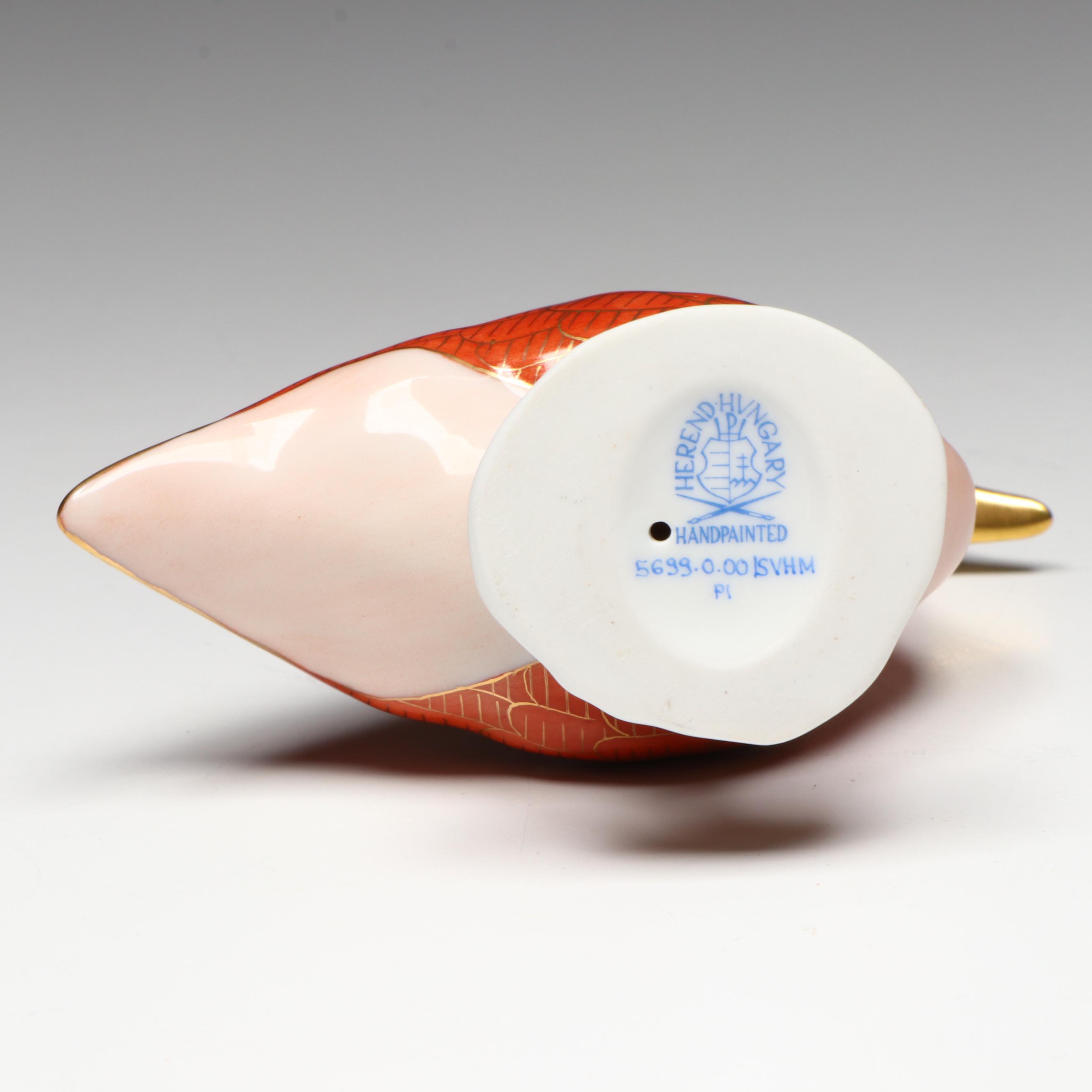 Herend Rust Fishnet with Gold "Canada Goose" Porcelain Figure