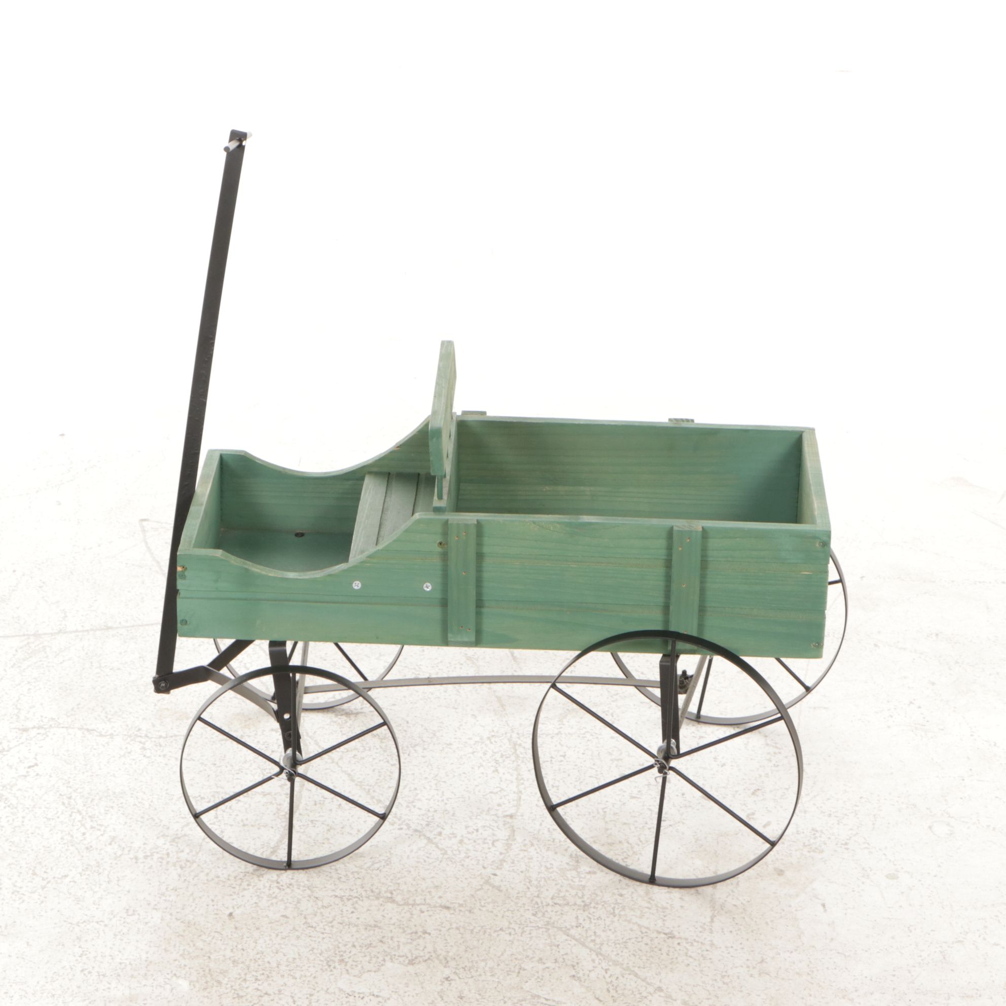 Decorative Sage Green Buckboard Wagon Garden Planter