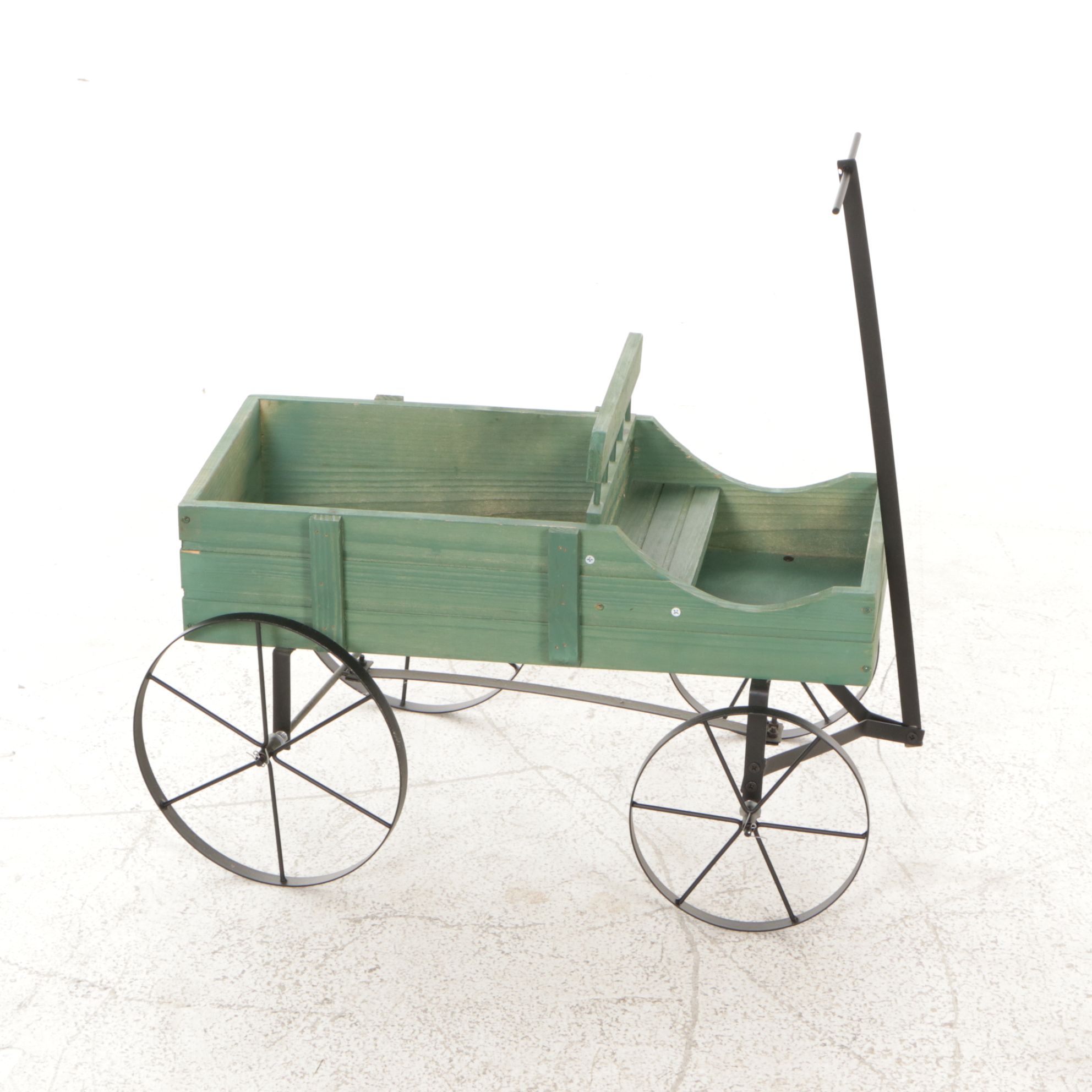 Decorative Sage Green Buckboard Wagon Garden Planter