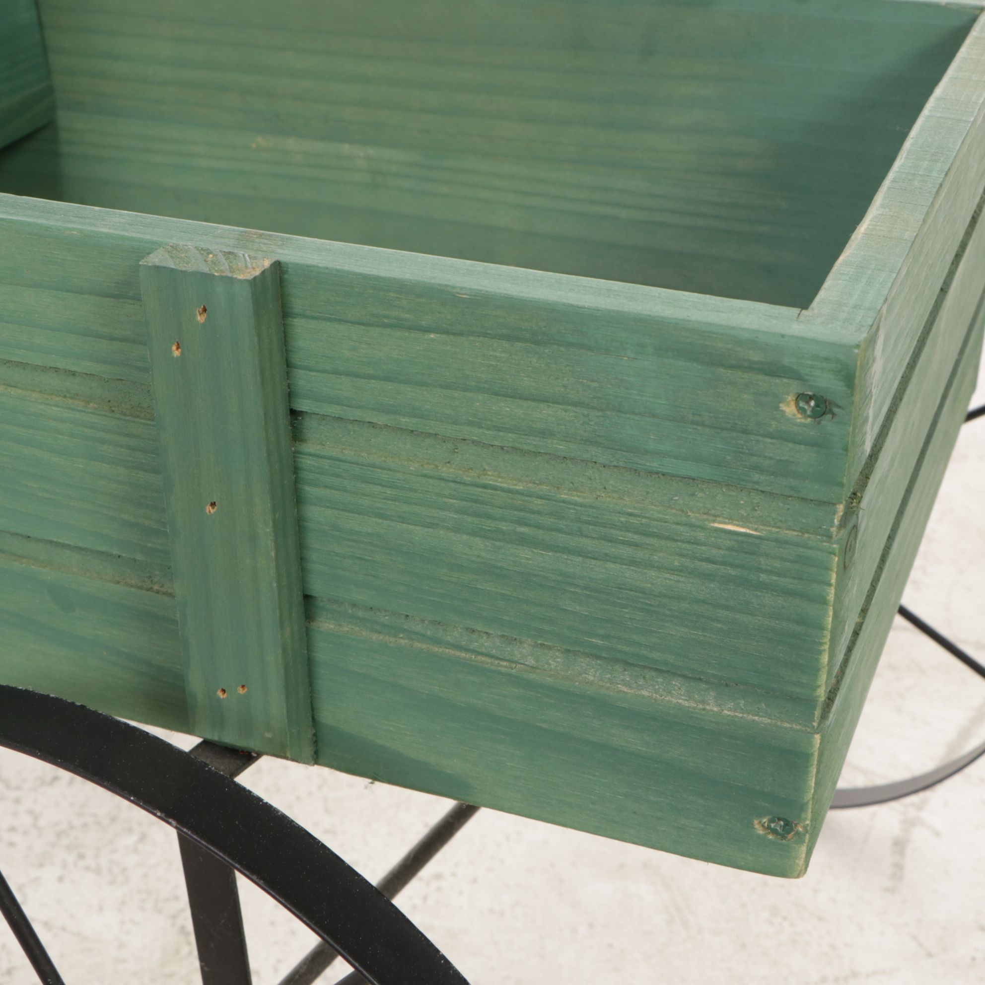 Decorative Sage Green Buckboard Wagon Garden Planter