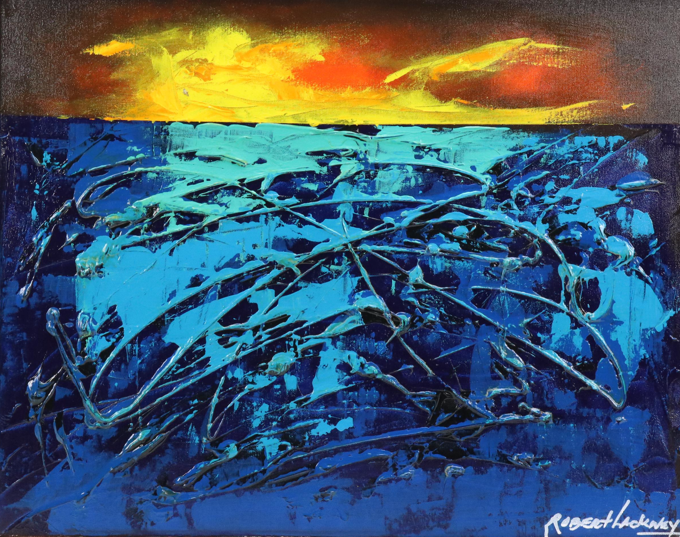 Robert R. Lackney Abstract Acrylic Painting "Goodmorning," 21st Century