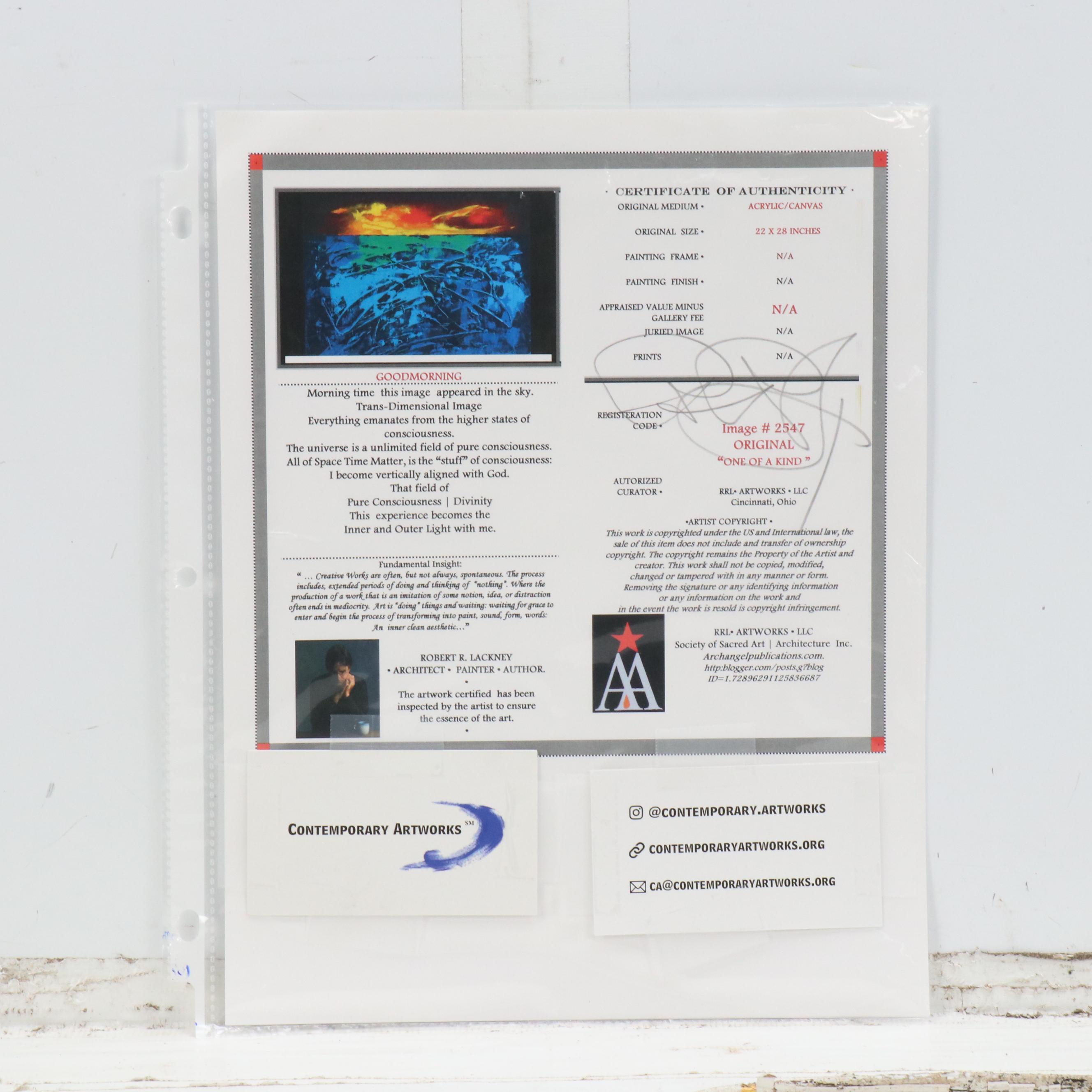 Robert R. Lackney Abstract Acrylic Painting "Goodmorning," 21st Century