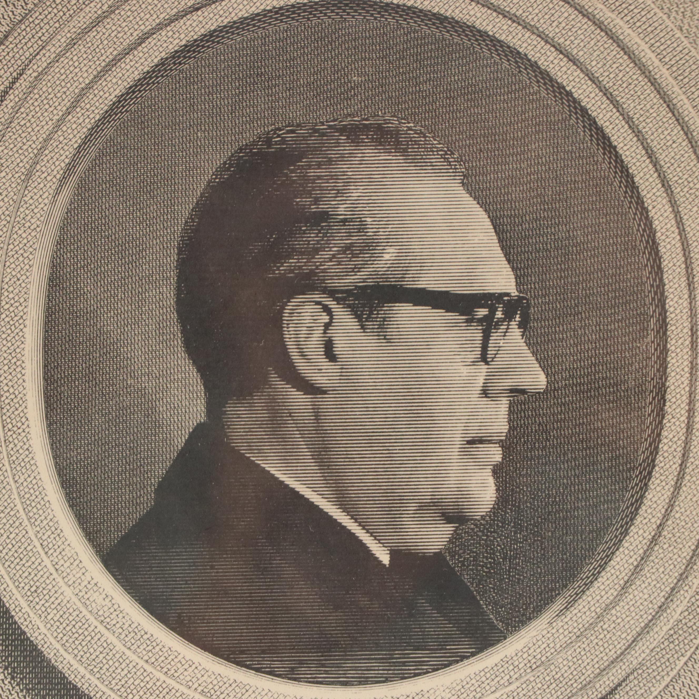Andrés Segovia Signed Portrait Print, 1964