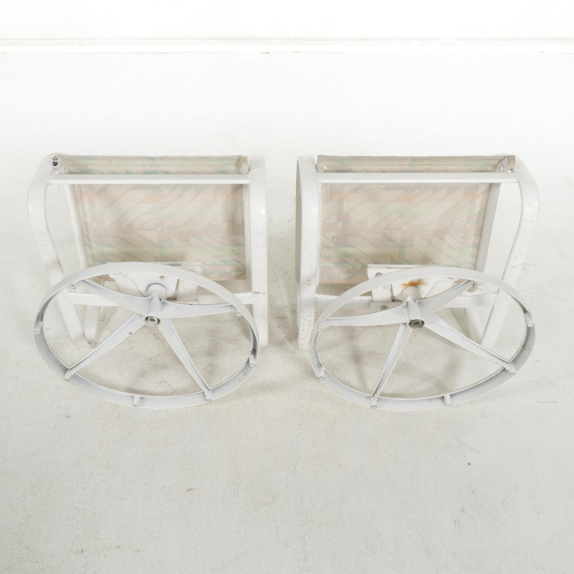 Pair of Metal Patio Swivel Armchairs with Mesh Upholstery