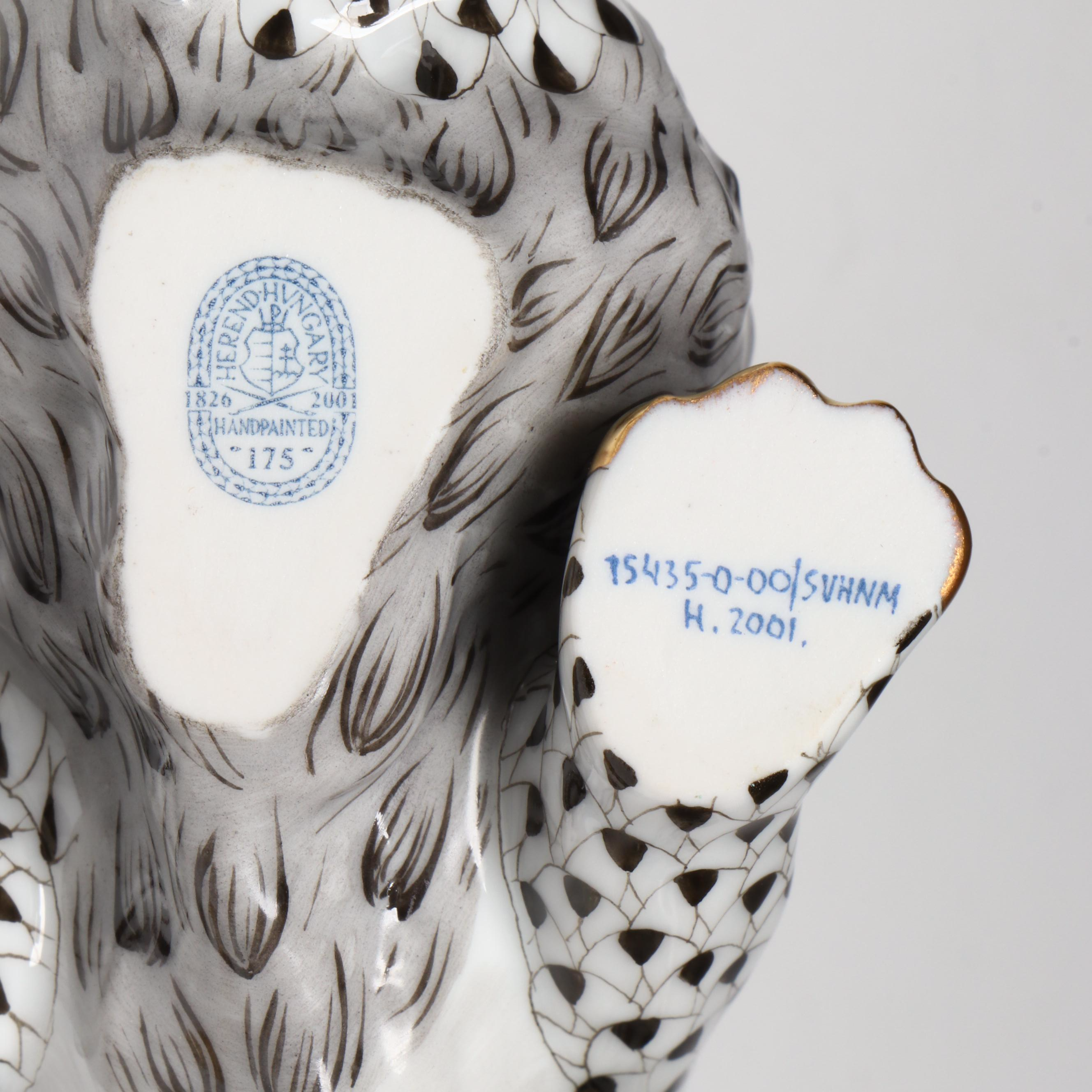 Herend 175th Anniversary Edition Black Fishnet "Lion" Porcelain Figurine, 2001