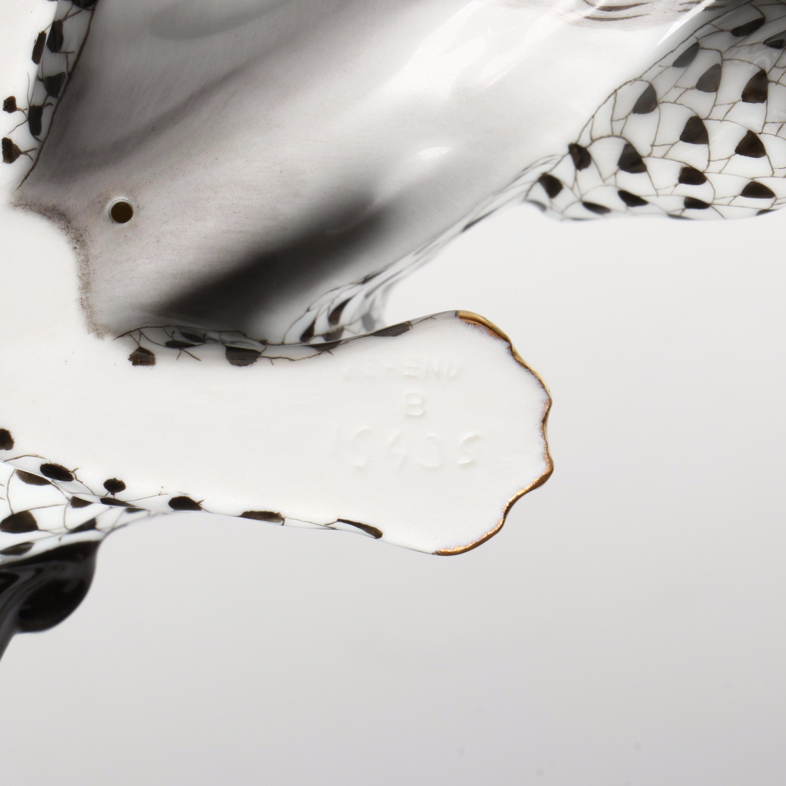 Herend 175th Anniversary Edition Black Fishnet "Lion" Porcelain Figurine, 2001