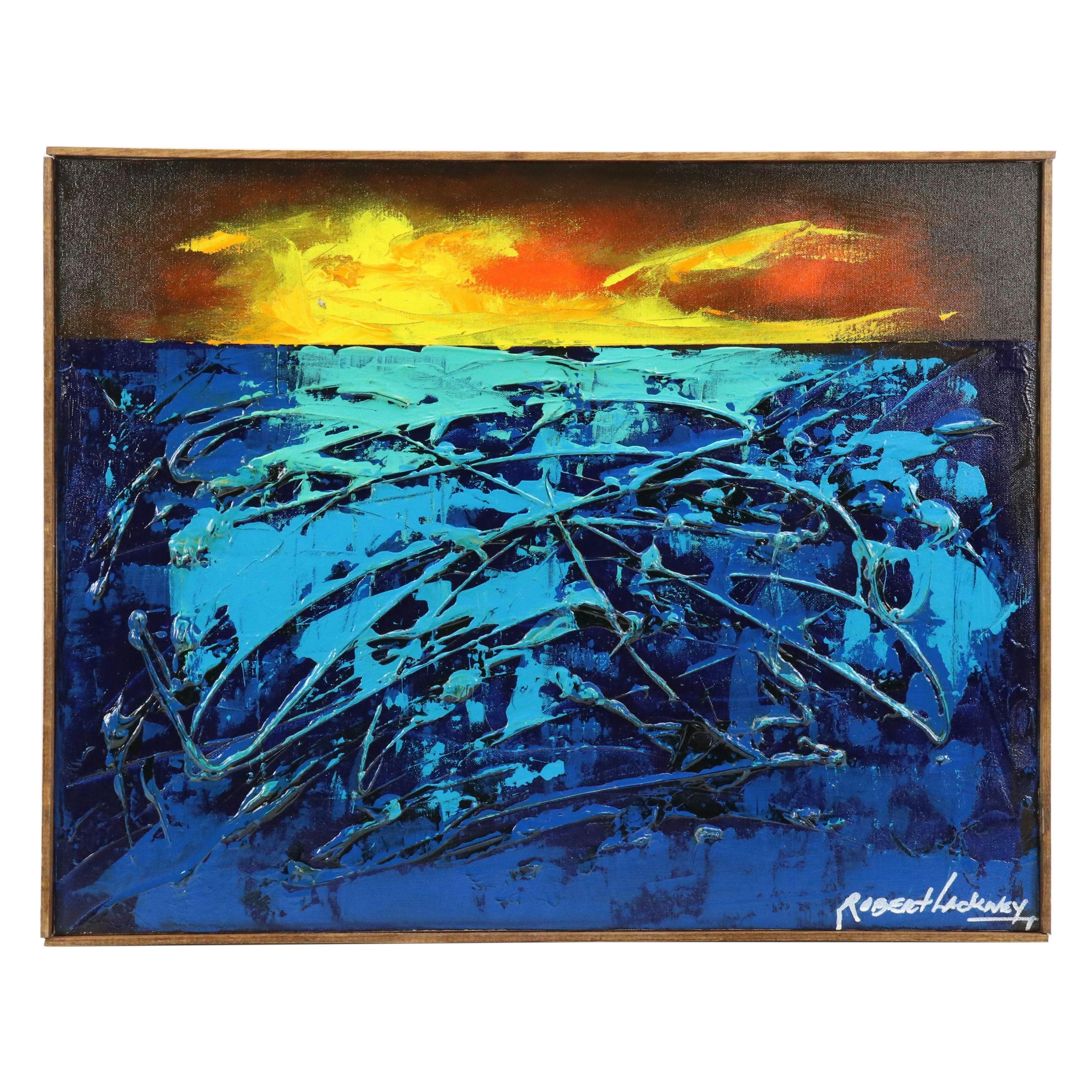 Robert R. Lackney Abstract Acrylic Painting "Goodmorning," 21st Century