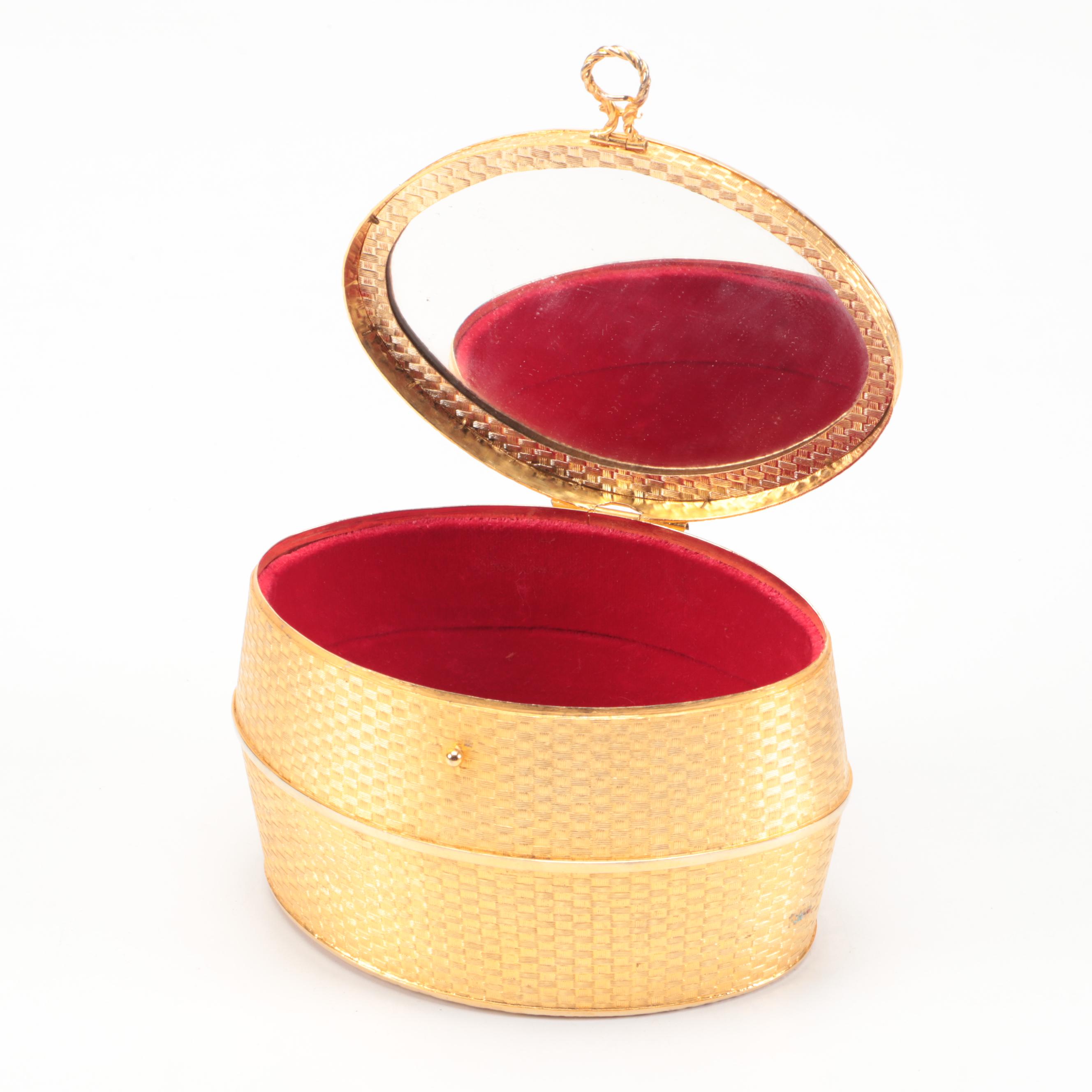 Royal Crown "Paradise" Porcelain Bakeware with Gilt Basketweave Jewelry Box